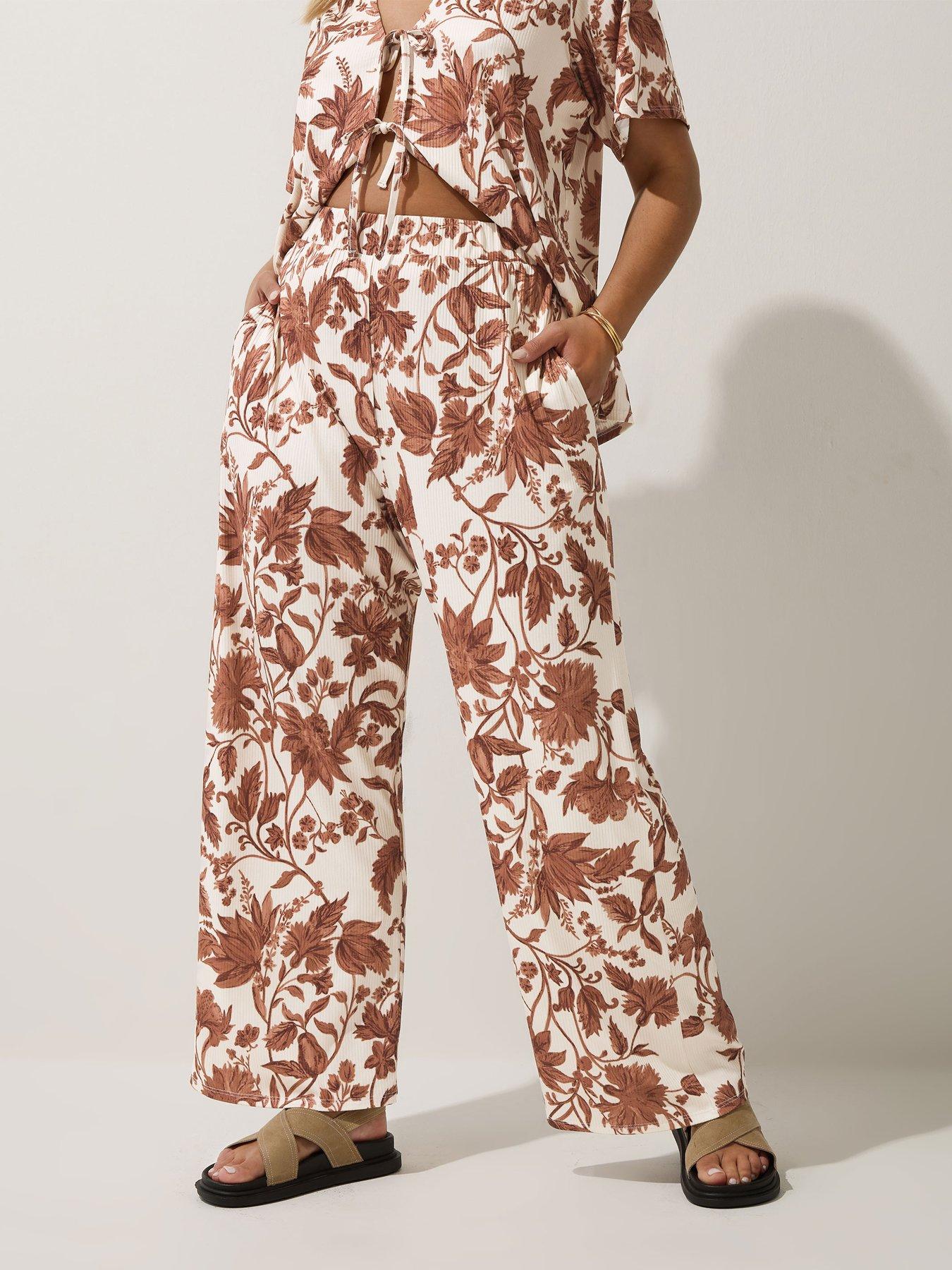 undefined Curve Floral Textured Trouser - Black