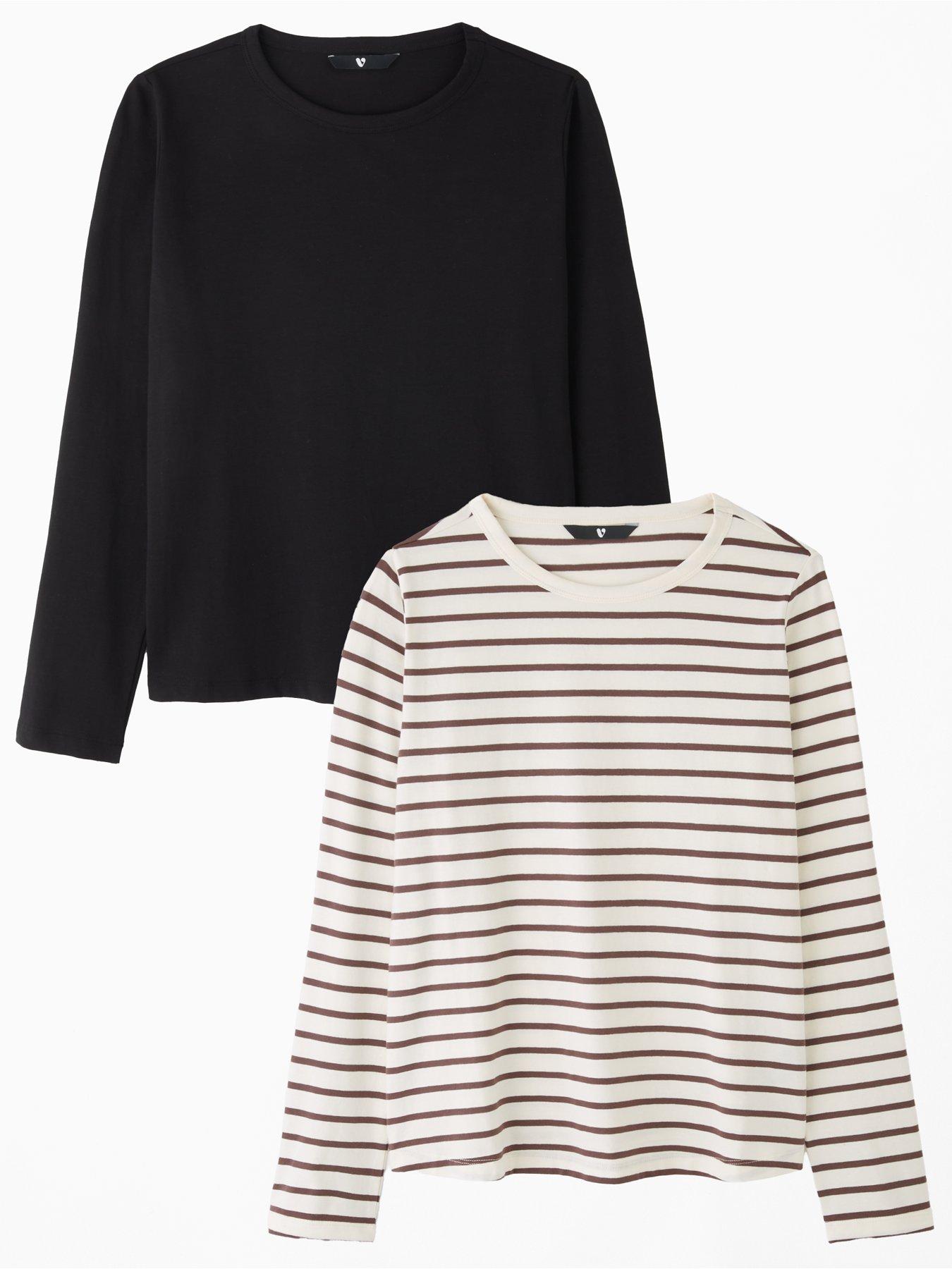 The Very Collection 2 Pack Long Sleeve Crew T-Shirts - Multi