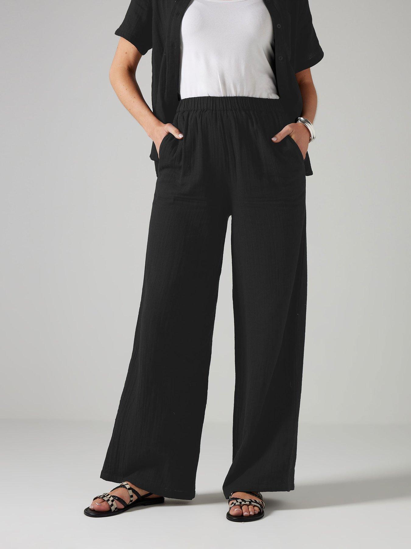 undefined Tall Cheesecloth Wide Leg Trouser 34"