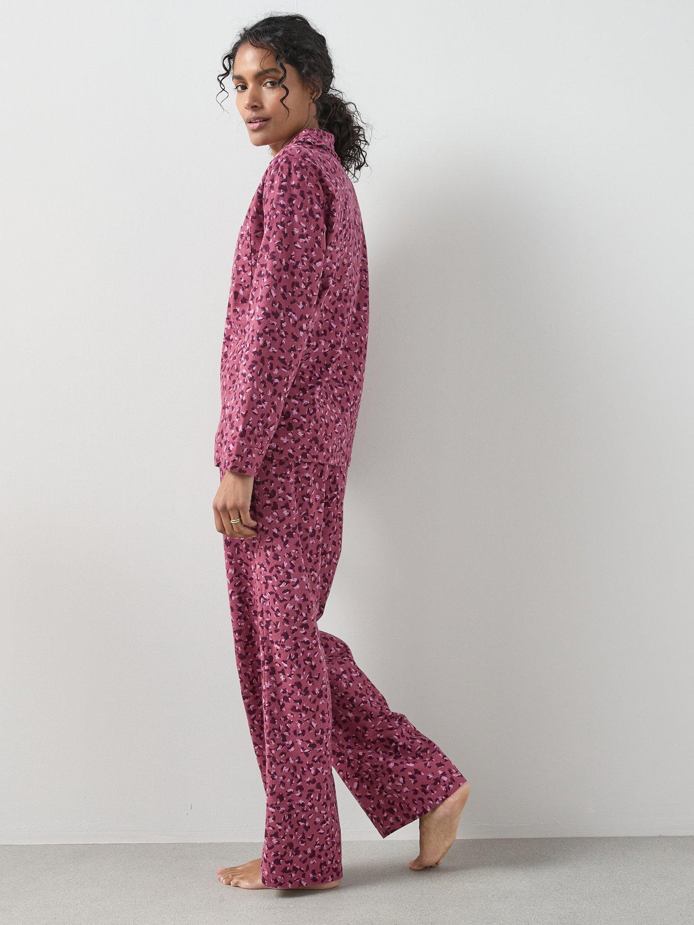 Image 2 of 6 of The Very Collection Leopard Print Frill Collar Revere Pj Set - Purple