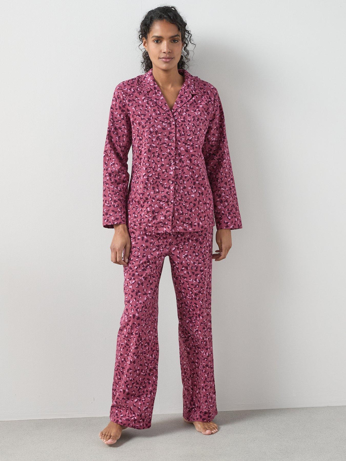 Image 3 of 6 of The Very Collection Leopard Print Frill Collar Revere Pj Set - Purple