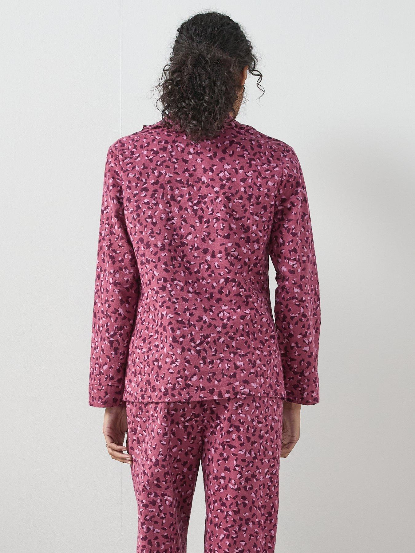 Image 6 of 6 of The Very Collection Leopard Print Frill Collar Revere Pj Set - Purple