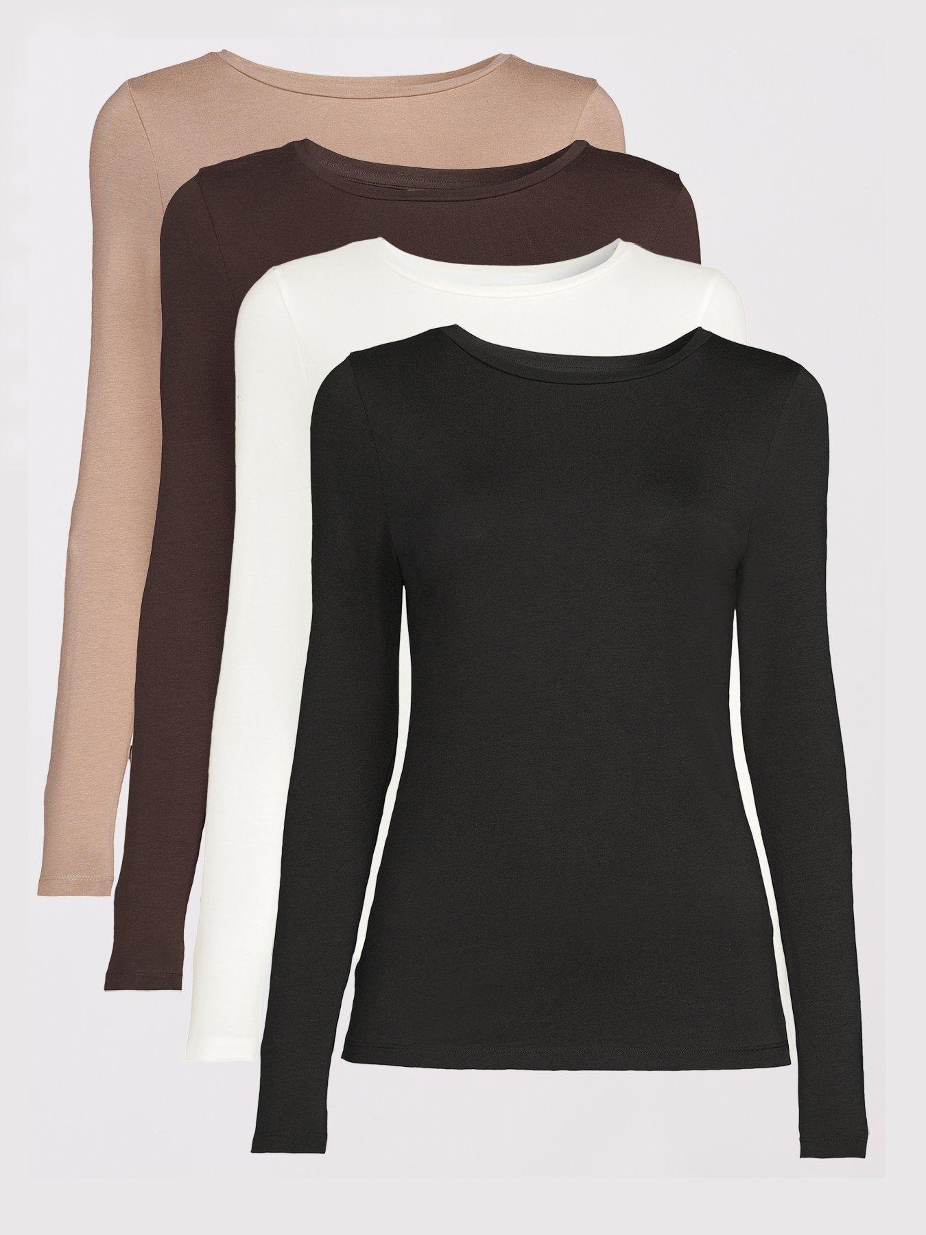undefined 4 Pack Long Sleeve Crew Neck T-Shirts - Multi