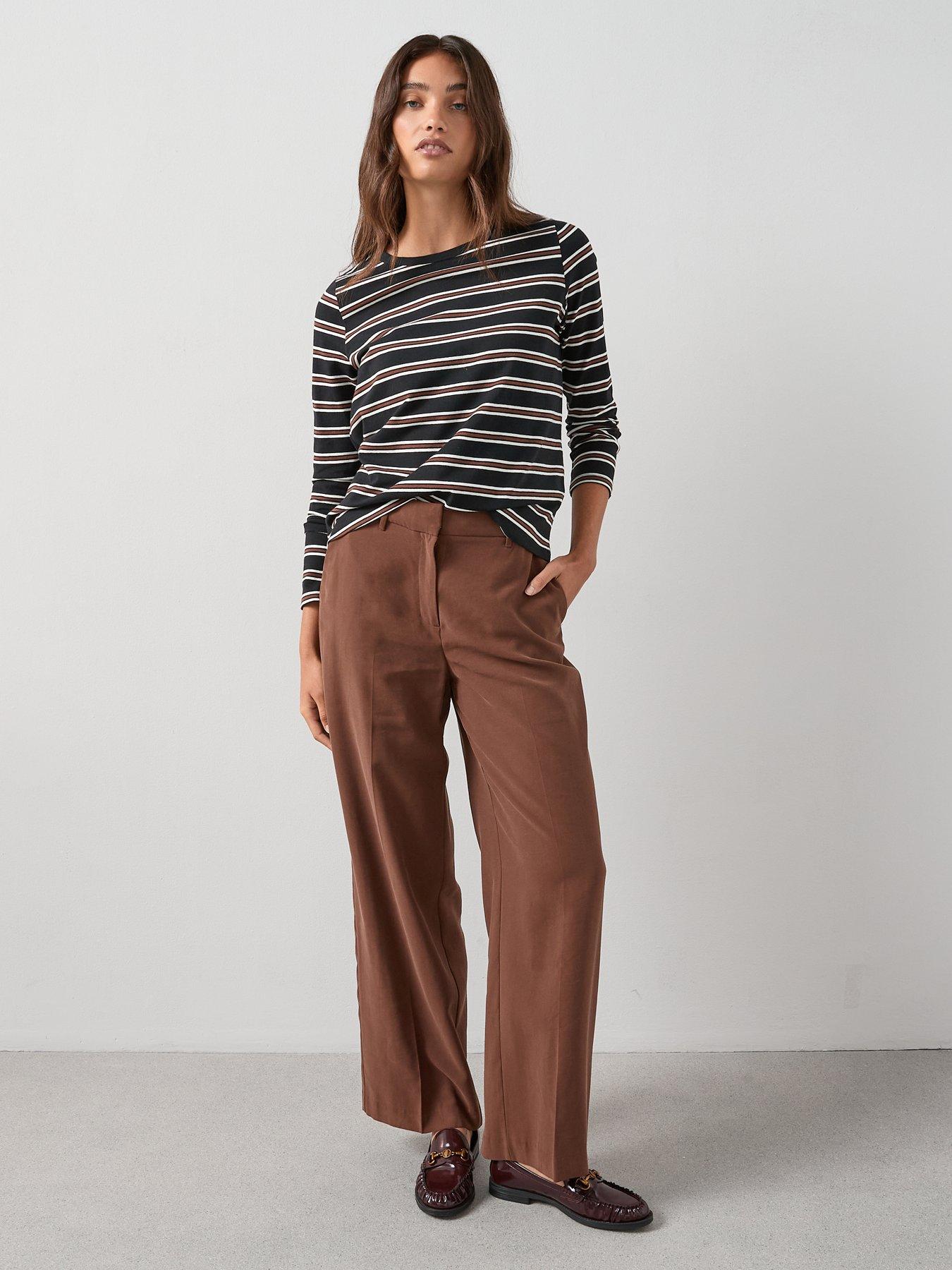 Image 3 of 6 of V by Very Long Sleeve Oversize Basic Stripe Top - Black