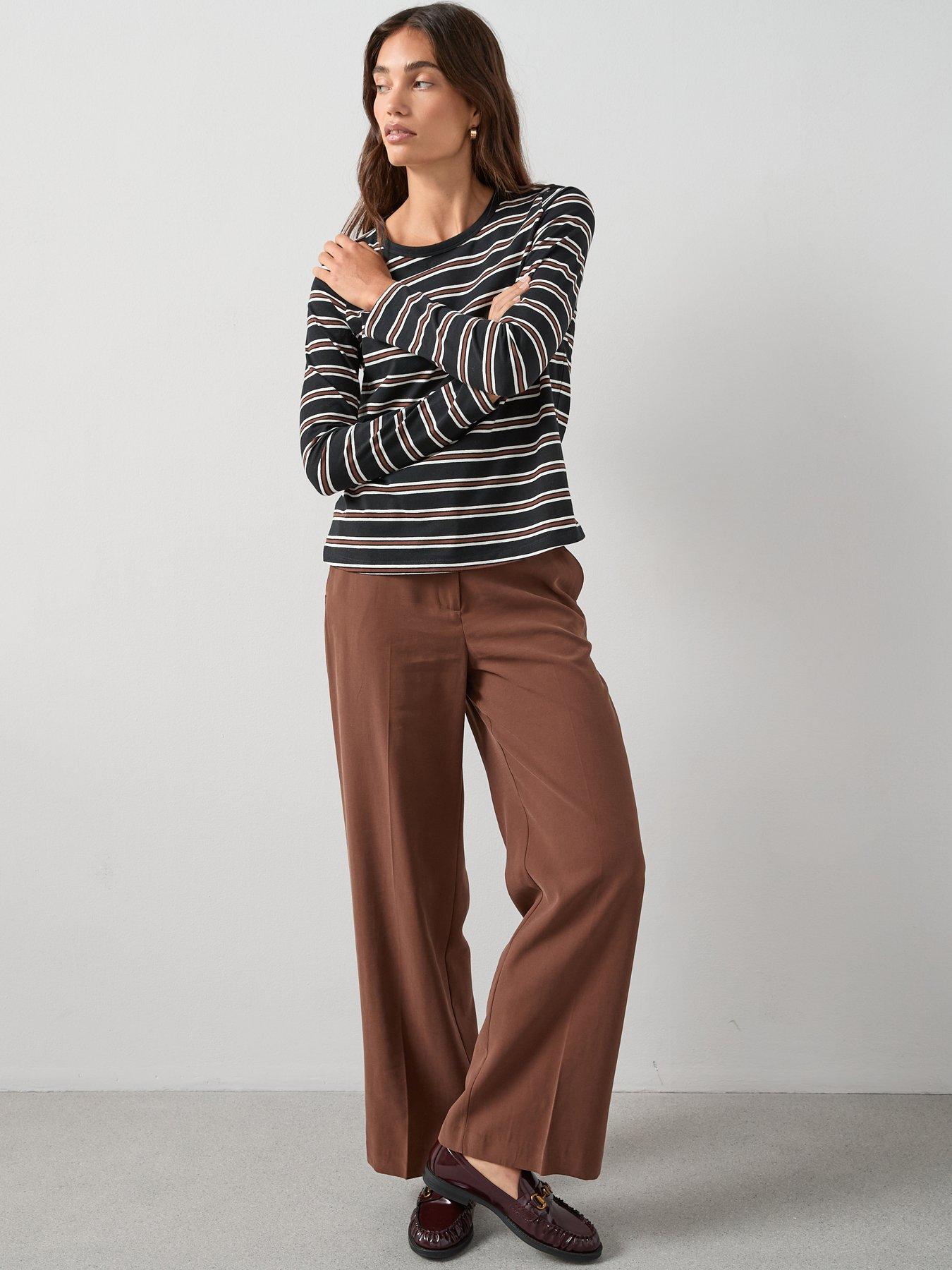 Image 5 of 6 of V by Very Long Sleeve Oversize Basic Stripe Top - Black
