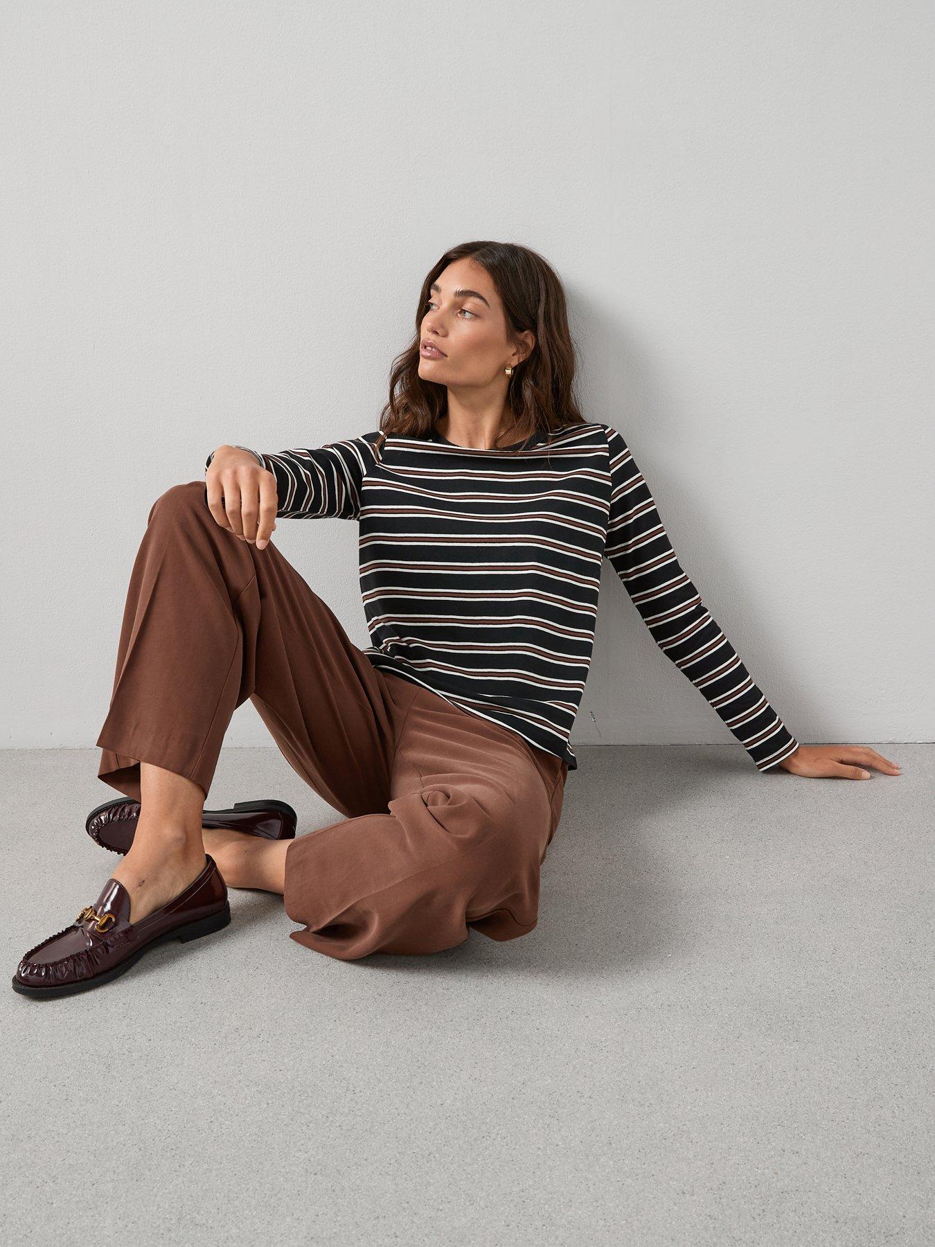 Image 6 of 6 of V by Very Long Sleeve Oversize Basic Stripe Top - Black
