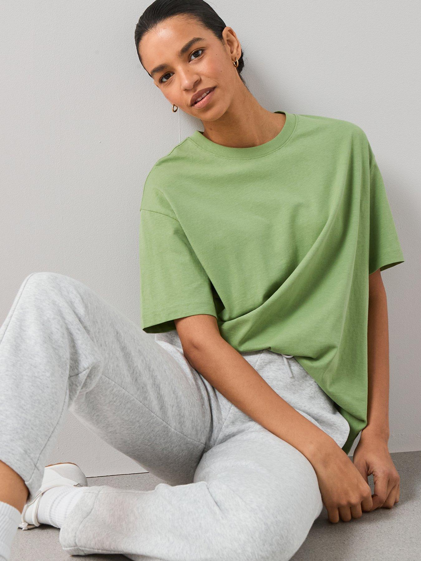 undefined Crew Neck Oversized Tshirt - Green