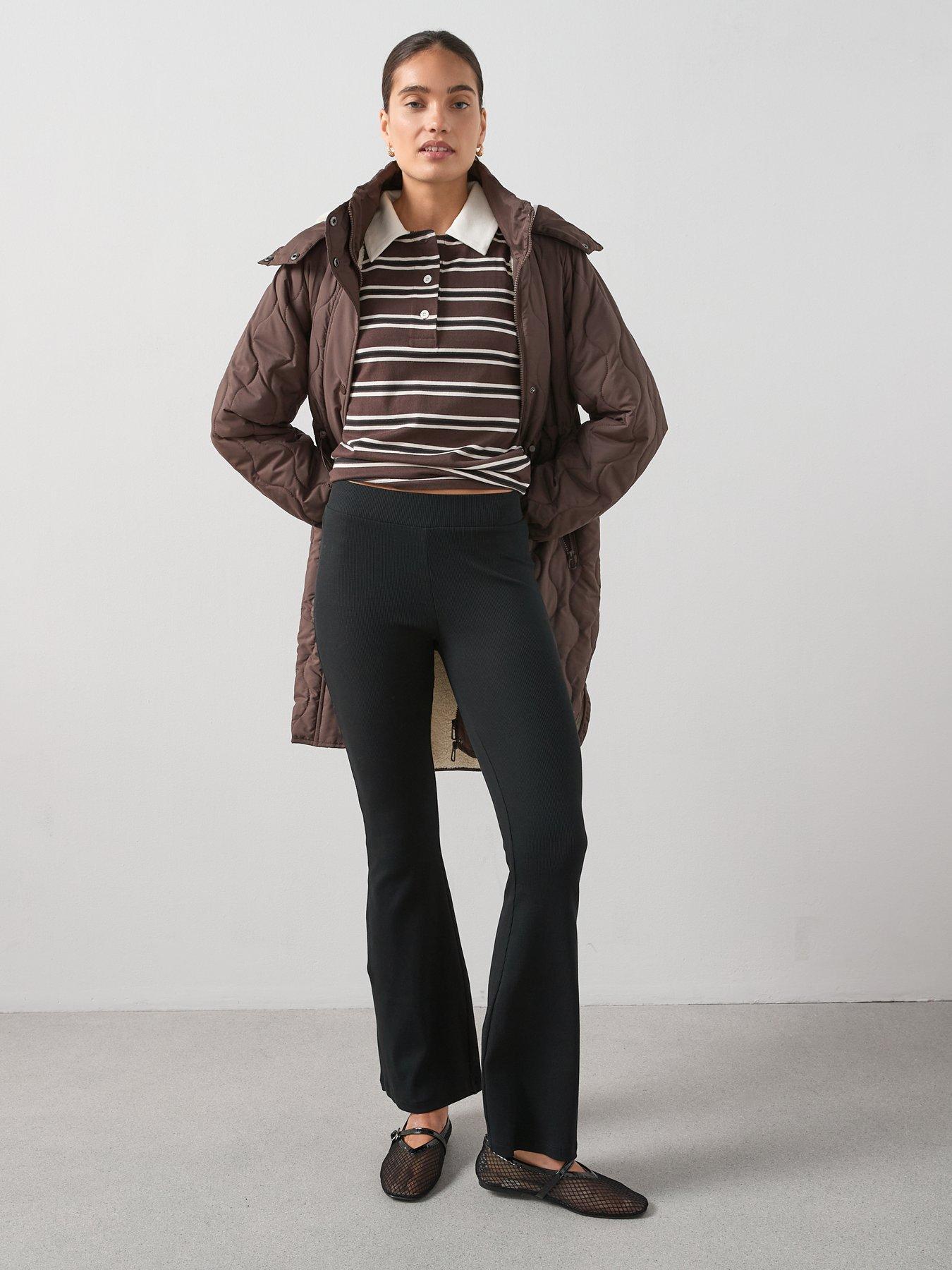  image of the-very-collection-rib-flare-legging-black