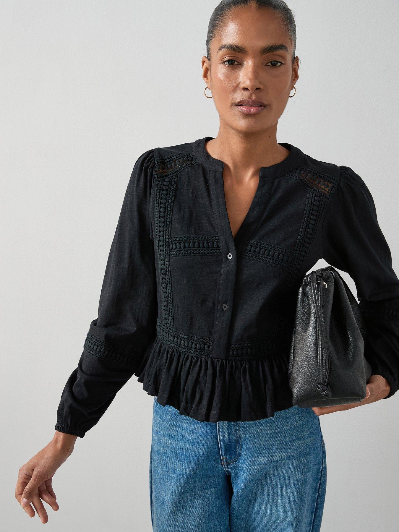undefined Lace Insert Top - Black