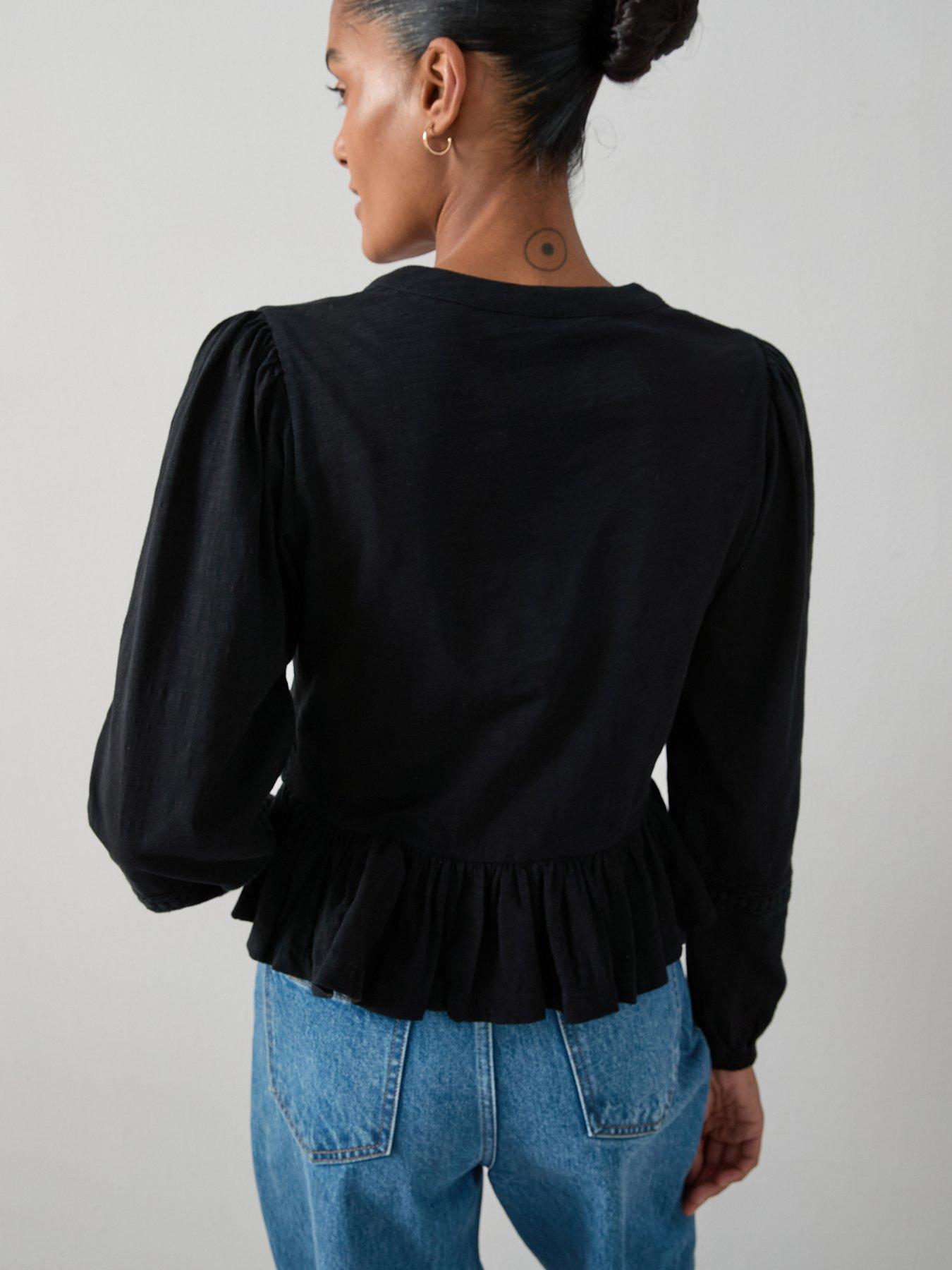 Image 2 of 6 of The Very Collection Lace Insert Top - Black