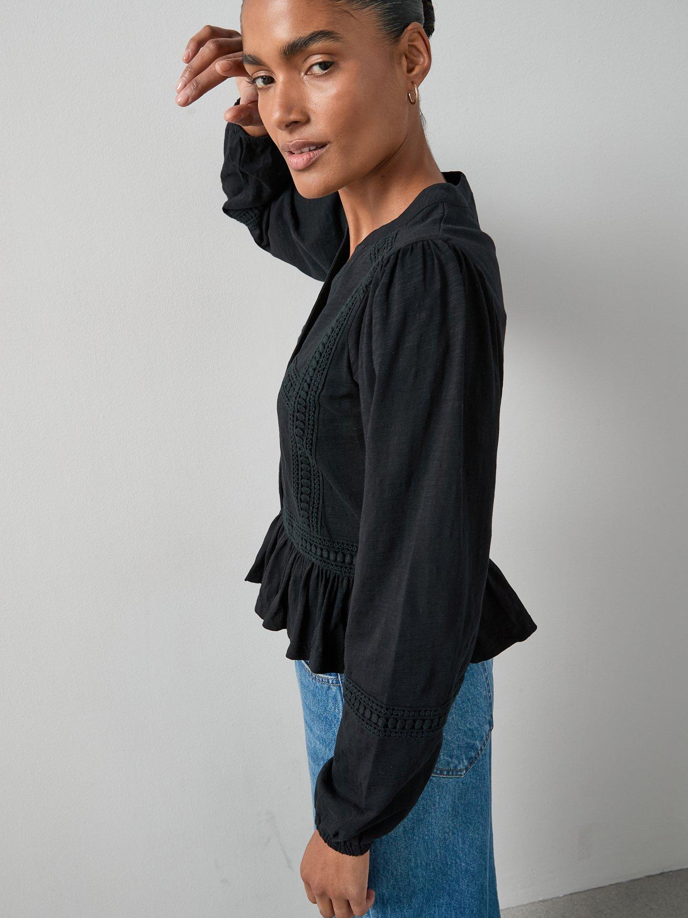 Image 5 of 6 of The Very Collection Lace Insert Top - Black