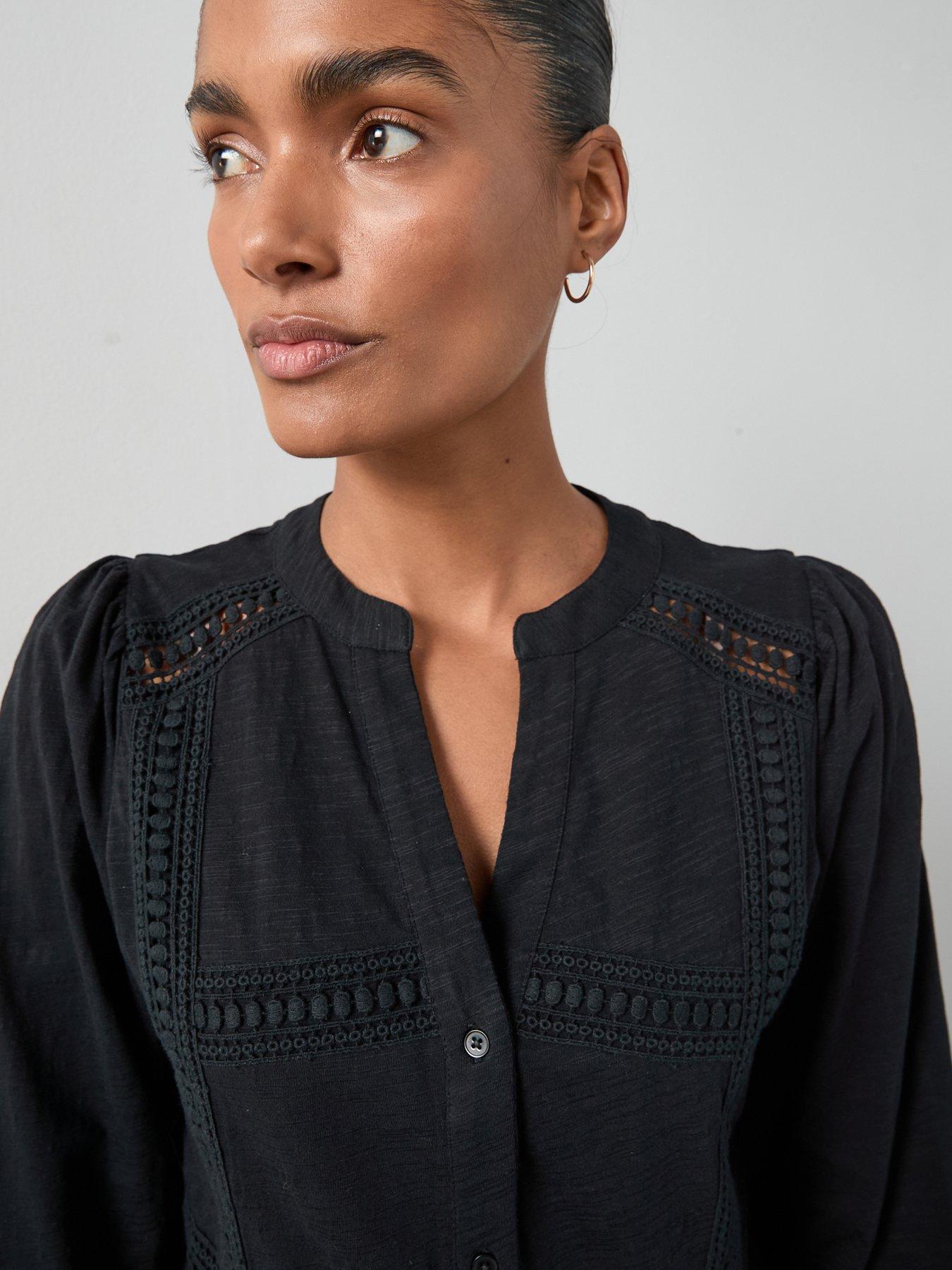 Image 6 of 6 of The Very Collection Lace Insert Top - Black
