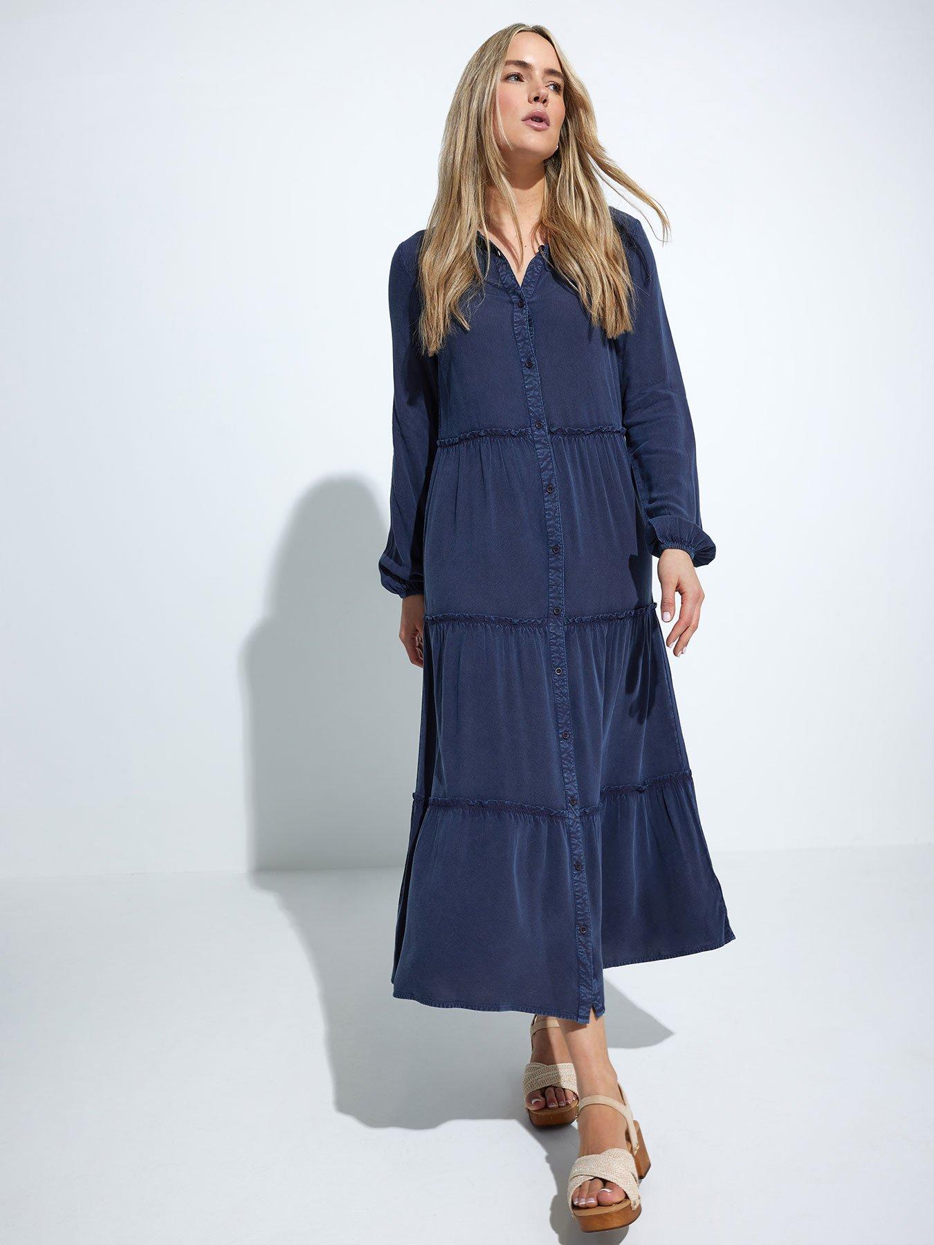 undefined Tall Acid Wash Collar Dress