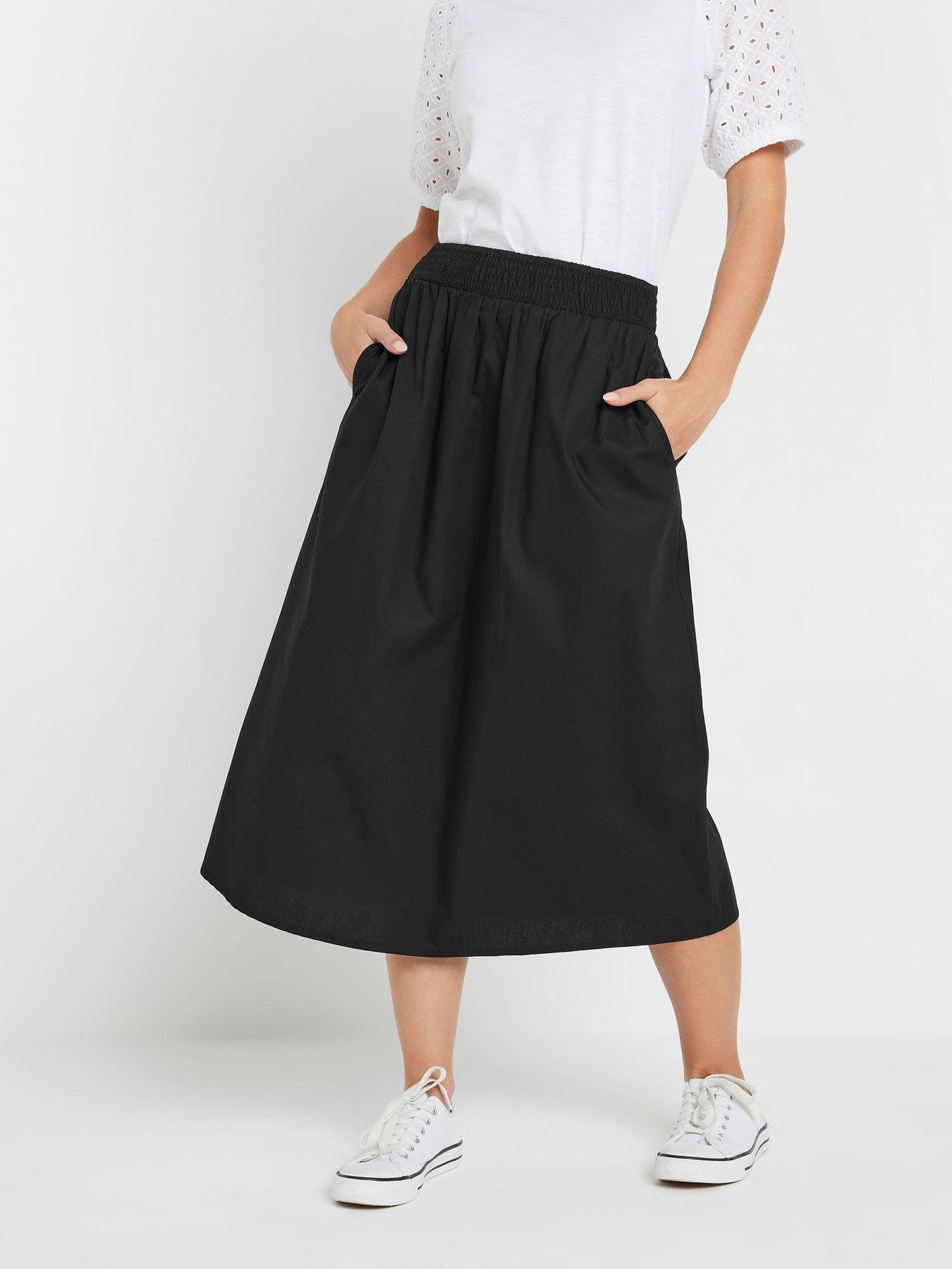 undefined Petite Cotton Poplin Midi Skirt
