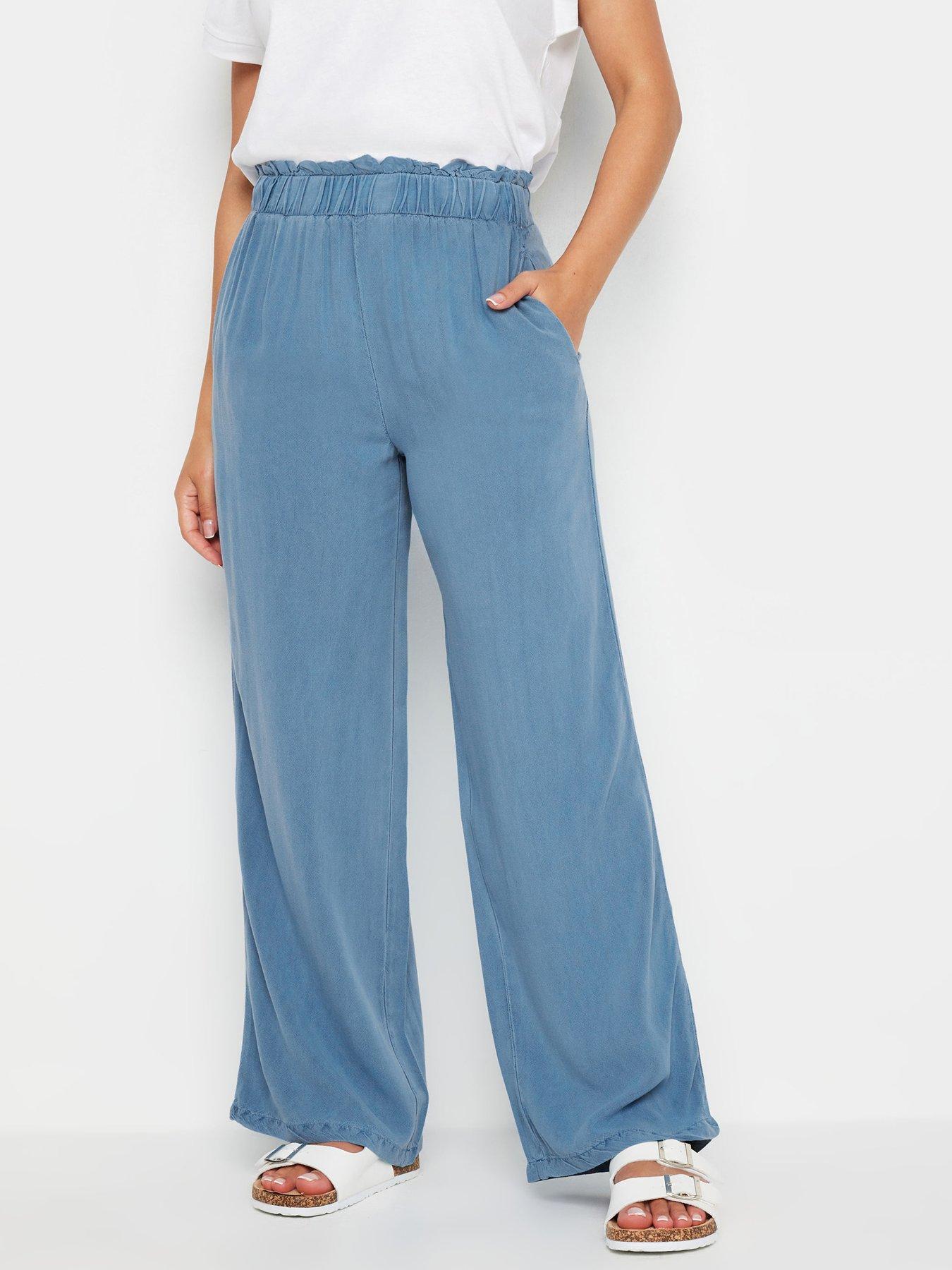 undefined Petite Acid Wash Wide Leg Trousers