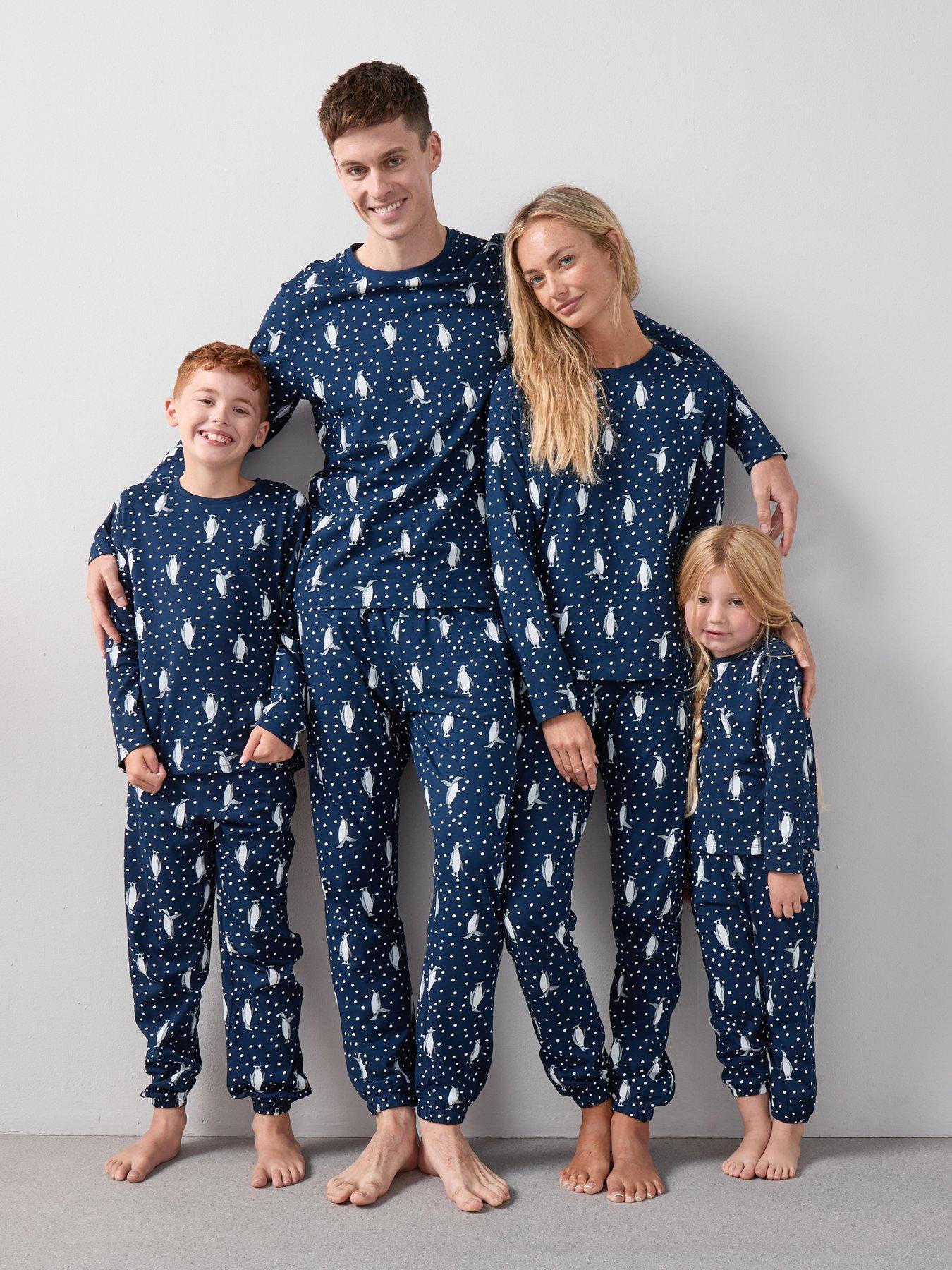 undefined Mens Family Christmas PJ Character Long Sleeve T-Shirt with Jogger Set - Navy