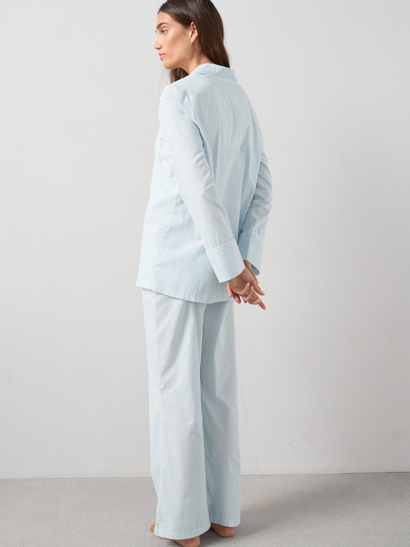 Image 2 of 6 of The Very Collection 3 Piece Vest and Stripe Woven Revere PJ Set - Blue