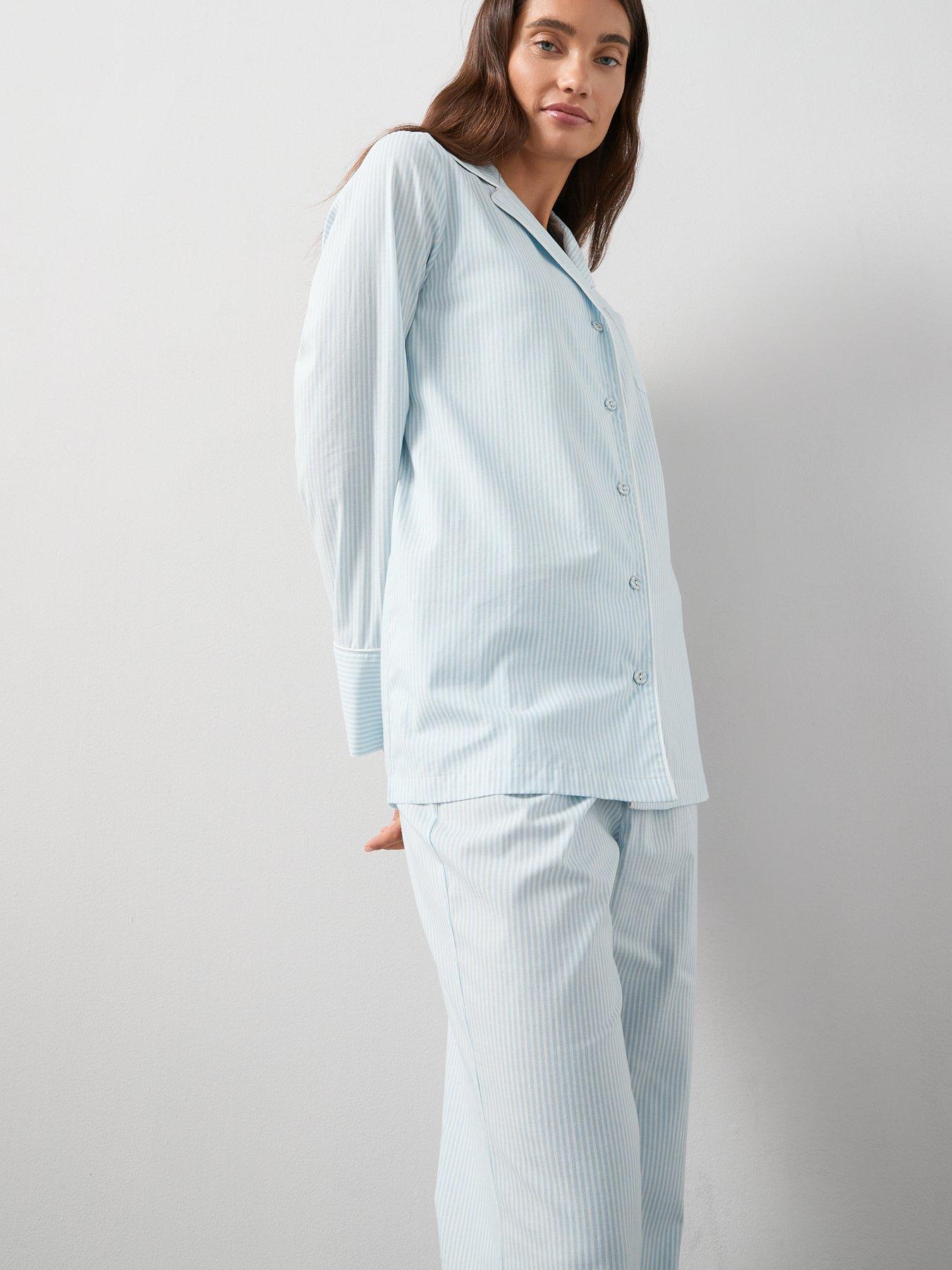 Image 5 of 6 of The Very Collection 3 Piece Vest and Stripe Woven Revere PJ Set - Blue