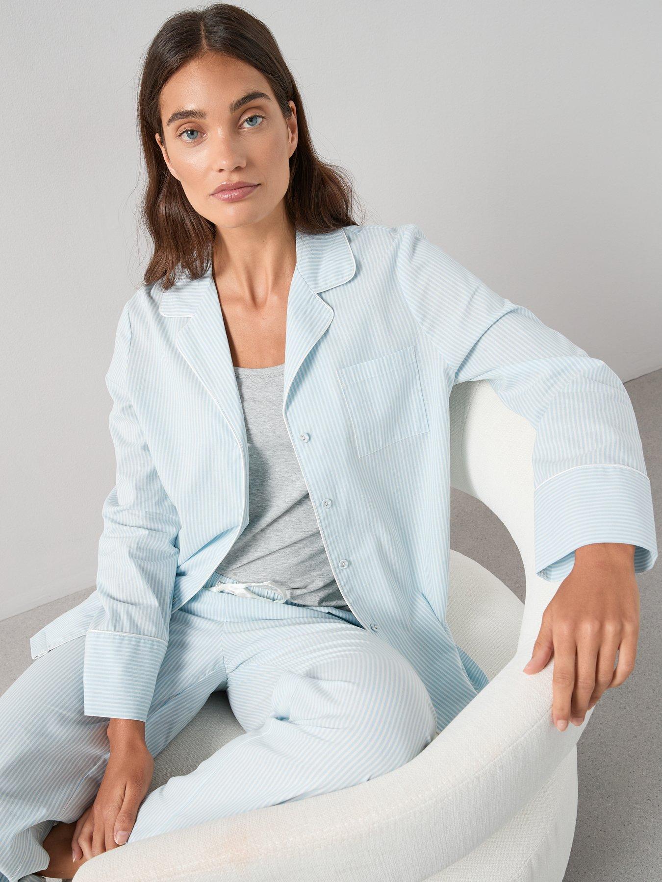 Image 6 of 6 of The Very Collection 3 Piece Vest and Stripe Woven Revere PJ Set - Blue
