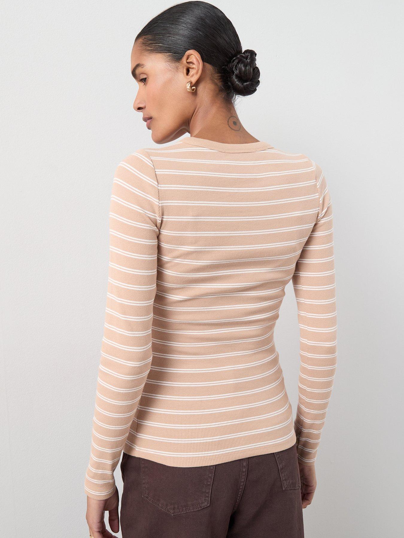 stillFront image of the-very-collection-stripe-scoop-neck-long-sleeve-top-neutral