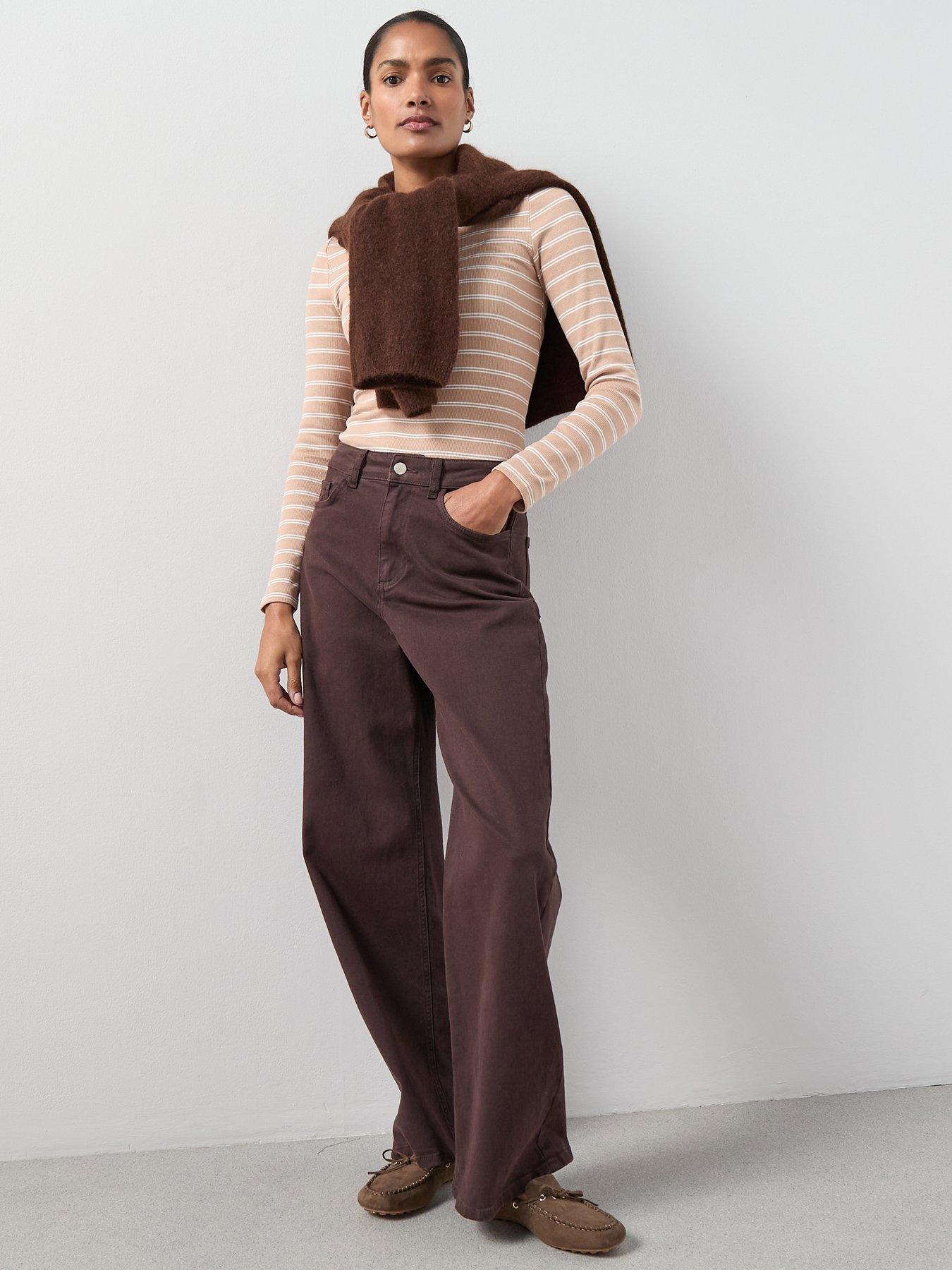  image of the-very-collection-stripe-scoop-neck-long-sleeve-top-neutral