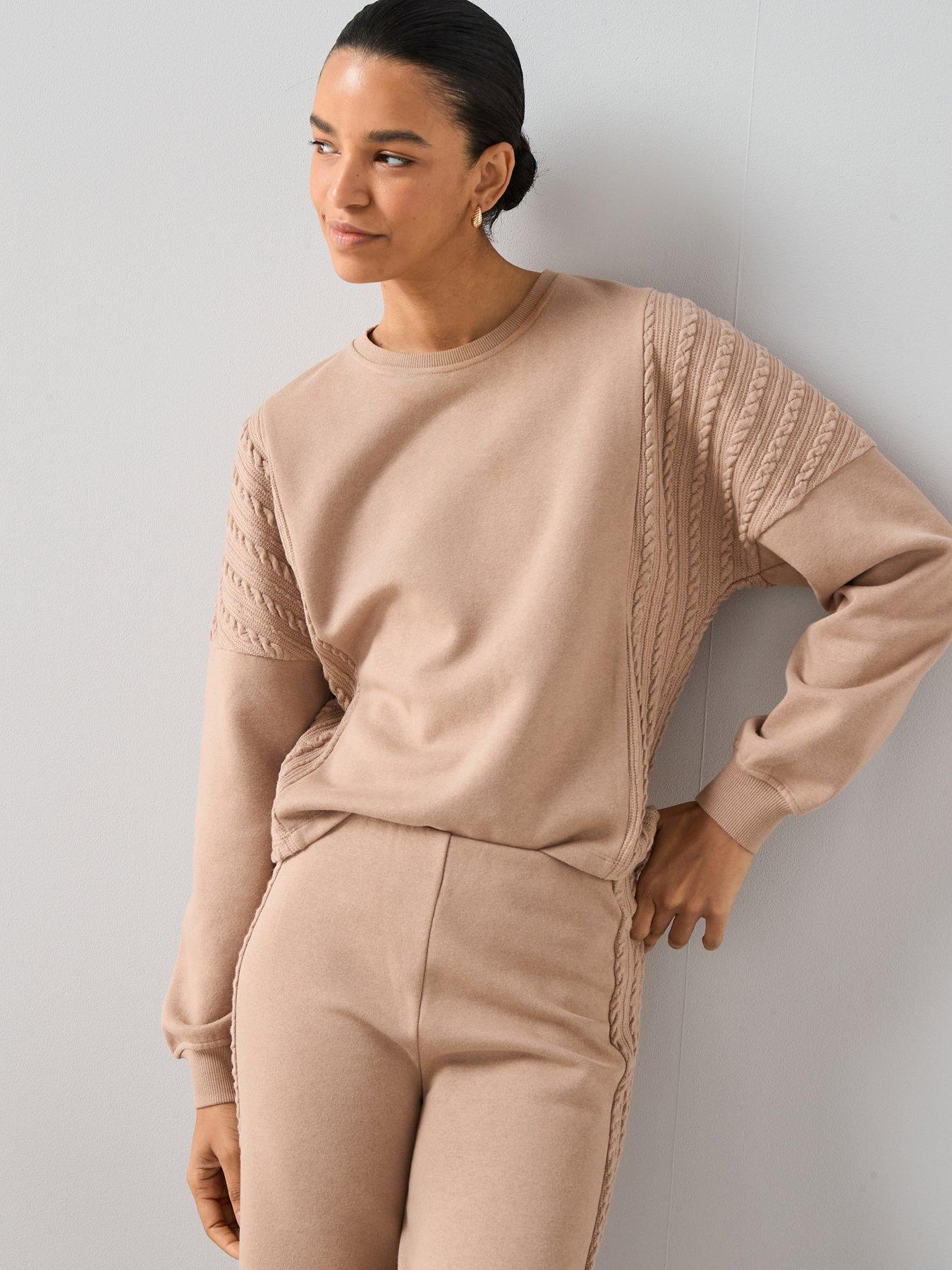 undefined Cable Panel Sweatshirt - Beige