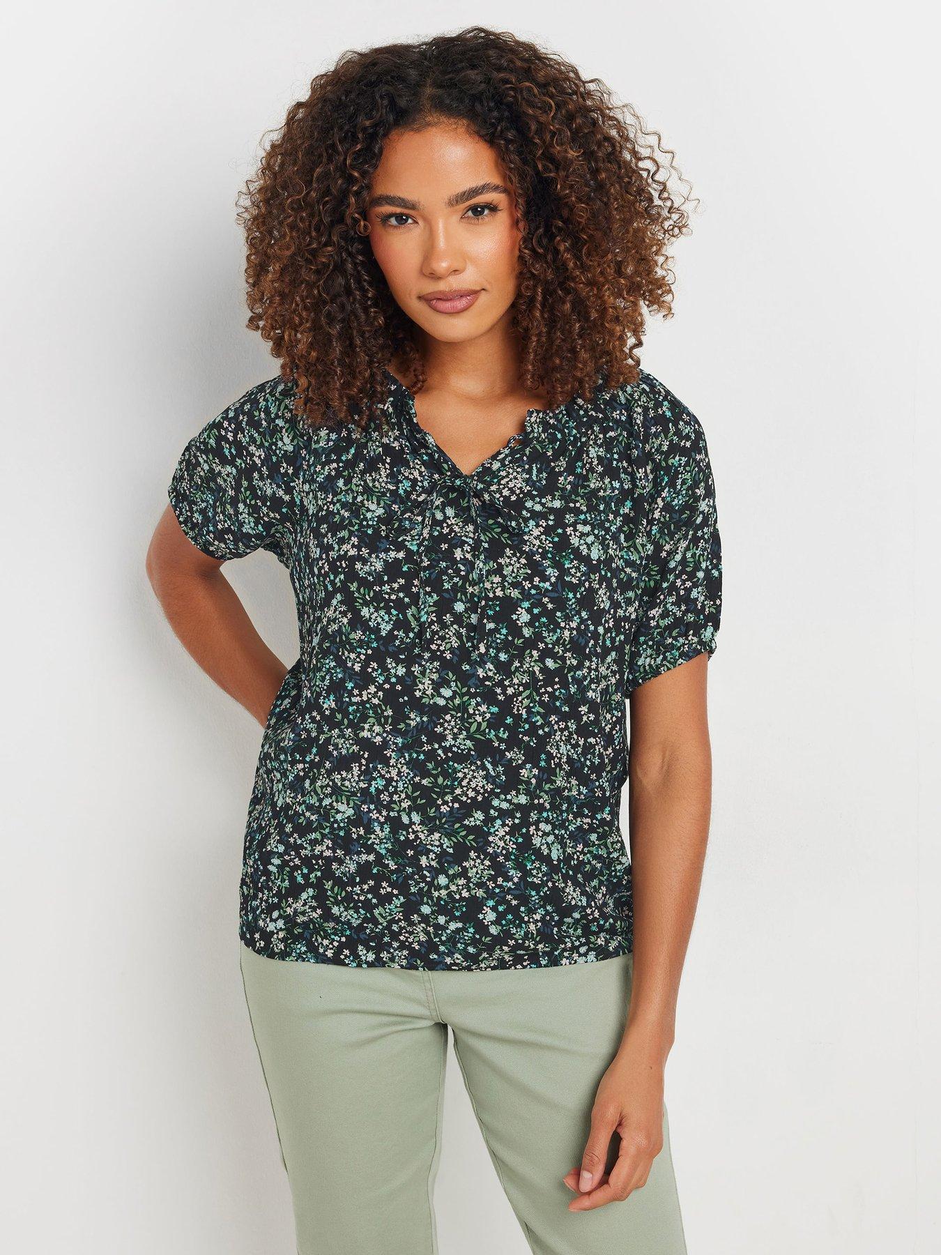 undefined Short Sleeve Gypsy Print Top
