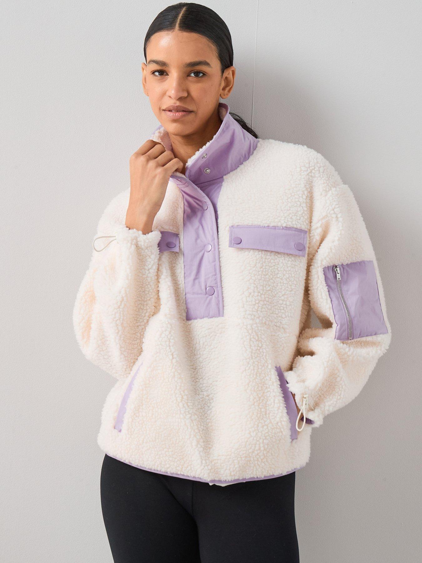 The Very Collection Woven Mix Borg Fleece - Cream