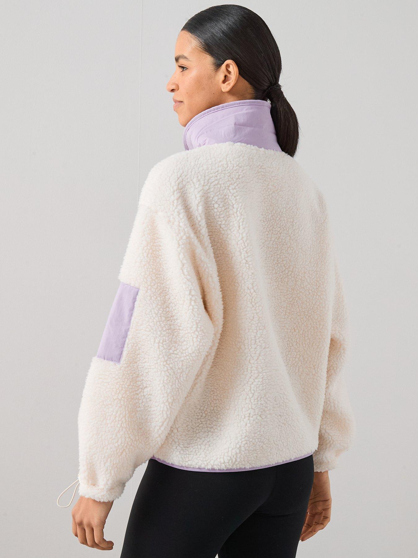 Image 2 of 6 of The Very Collection Woven Mix Borg Fleece - Cream