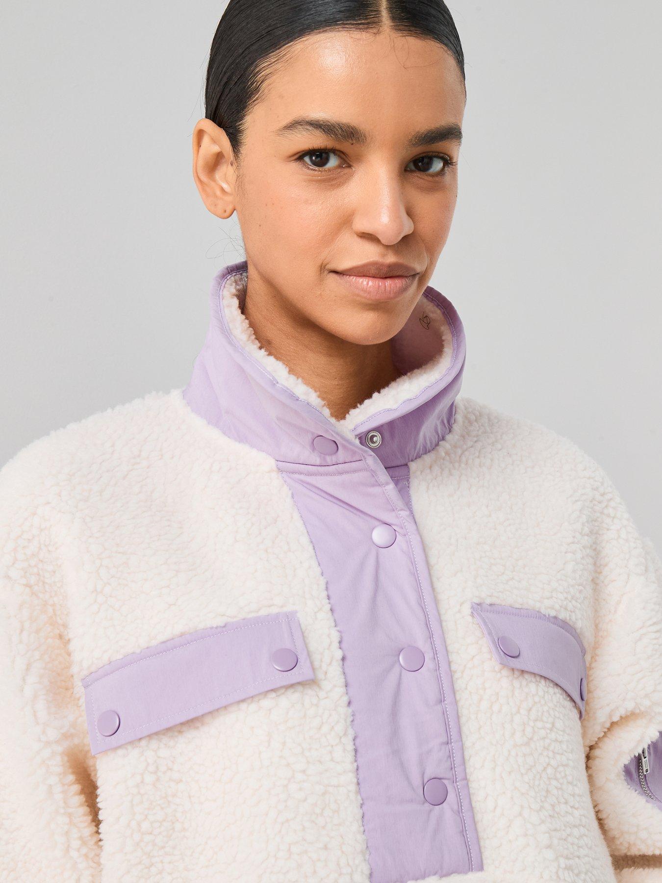 Image 4 of 6 of The Very Collection Woven Mix Borg Fleece - Cream