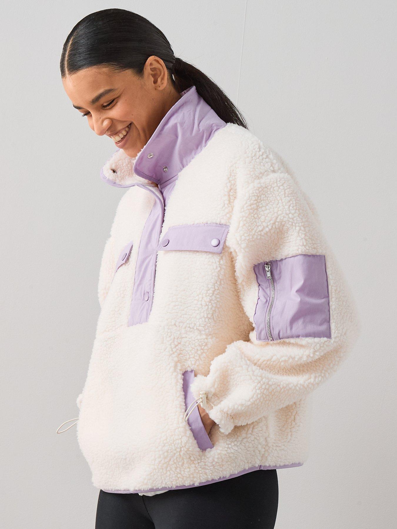 Image 6 of 6 of The Very Collection Woven Mix Borg Fleece - Cream