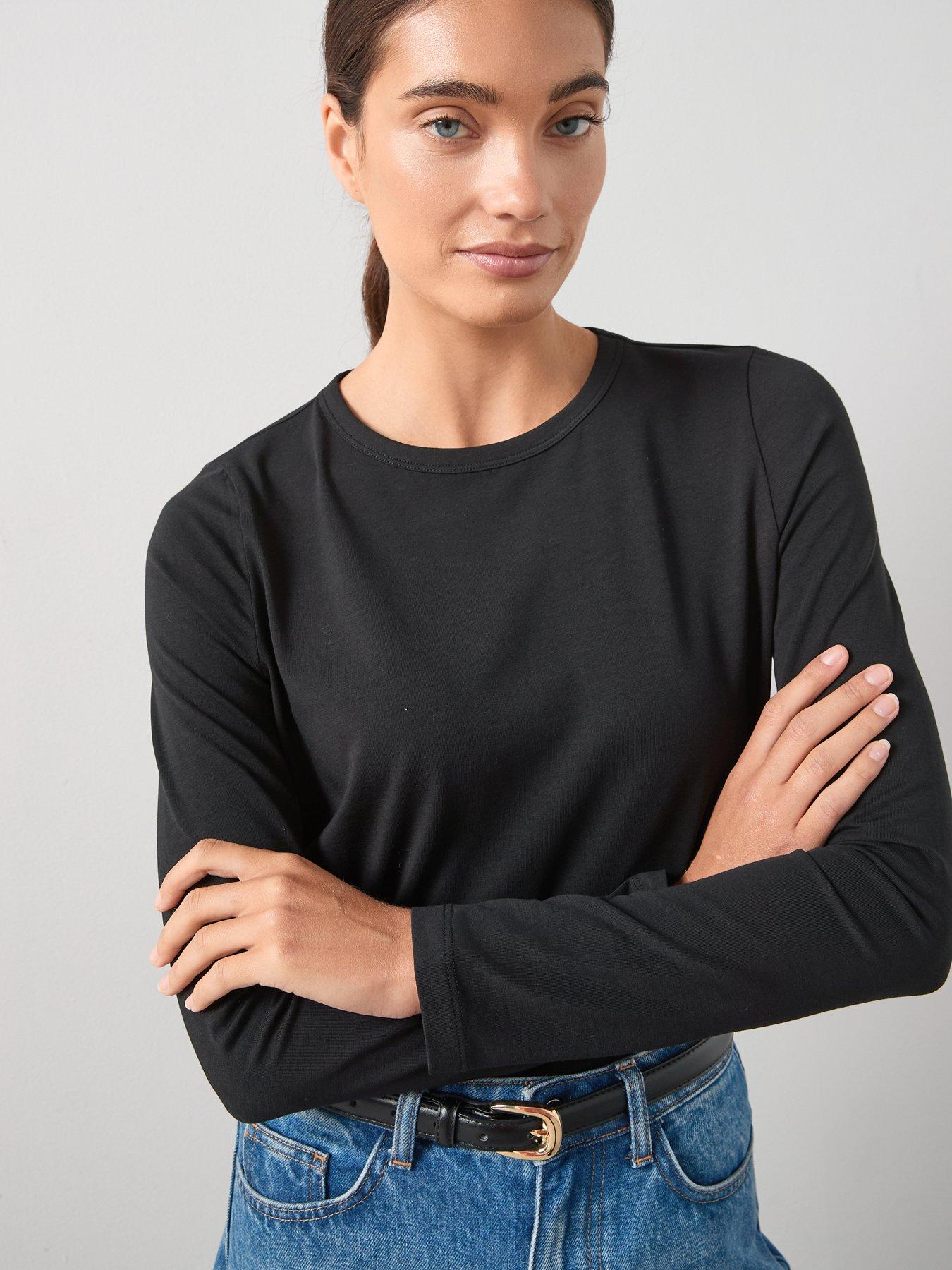Image 4 of 6 of The Very Collection Long Sleeve Oversized Basic Top - Black