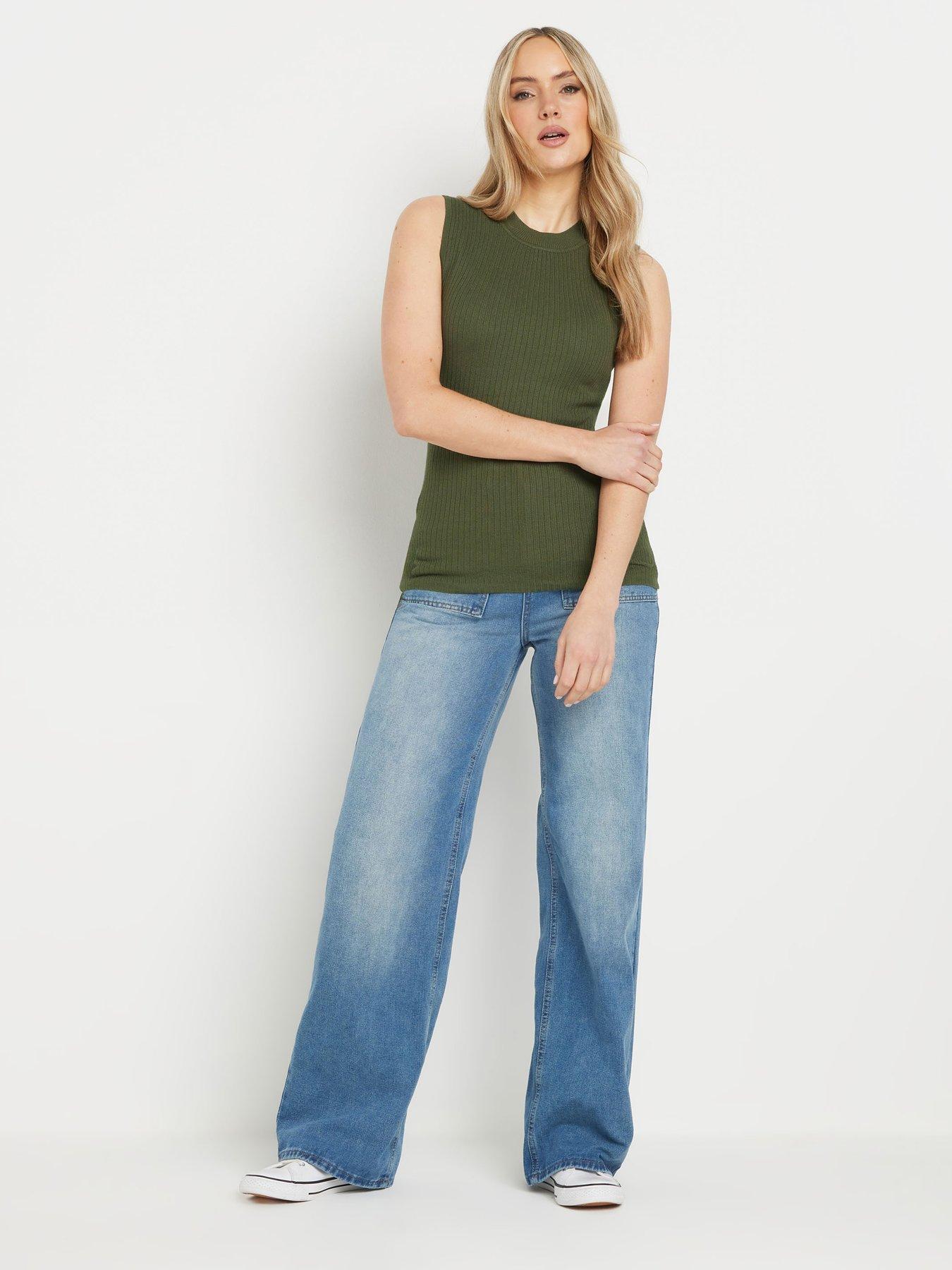Image 3 of 4 of Long Tall Sally Tall Ribbed High Neck Vest - Green