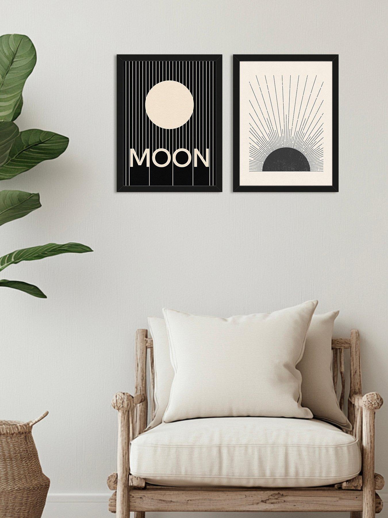 the-art-group-rosi-feist-moon-the-printable-studio-woodblock-sun-set-of-2-framed-prints-33x43cms