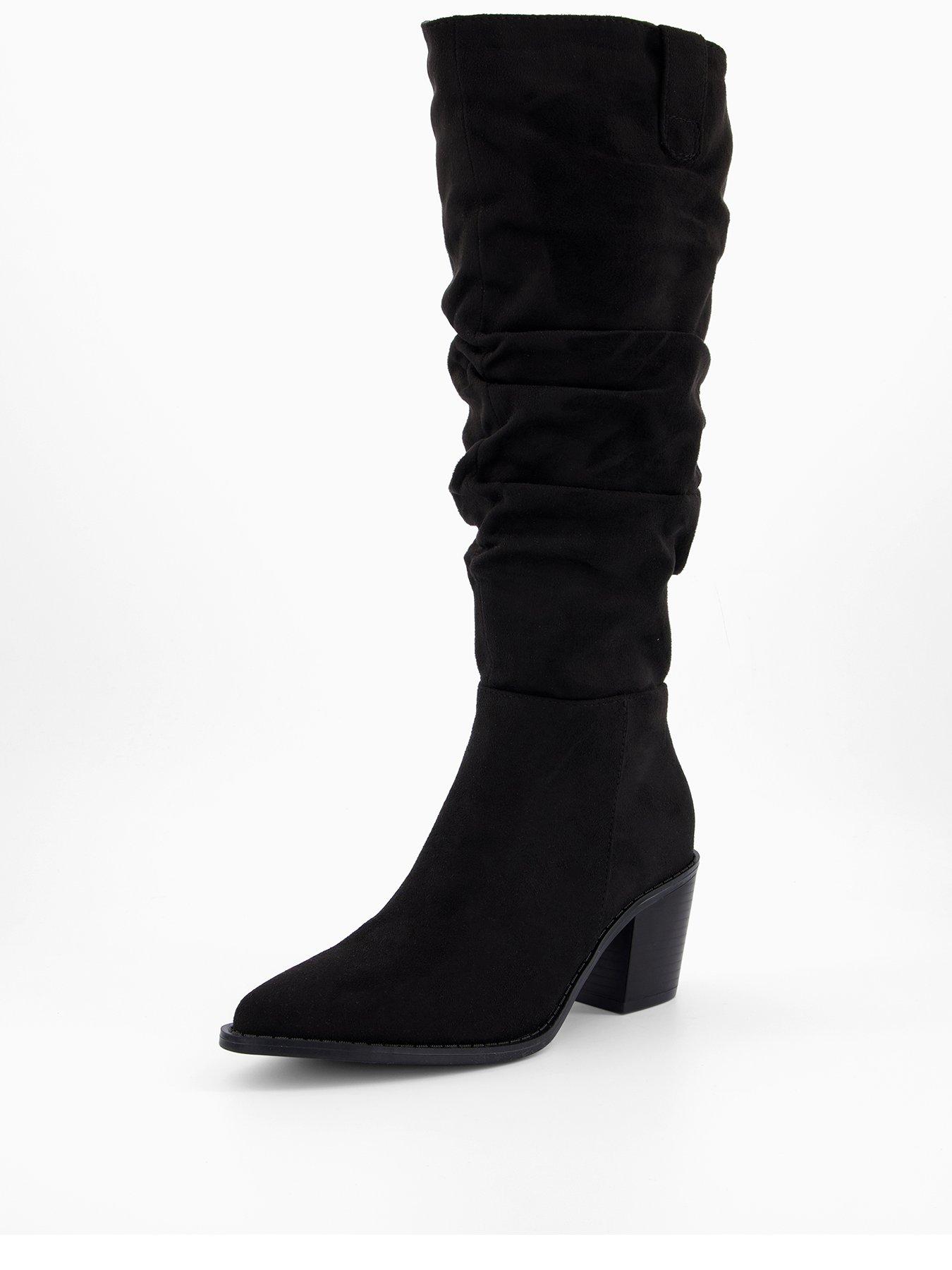 Image 3 of 7 of V by Very Wide Fit Slouch Knee Boots - Black