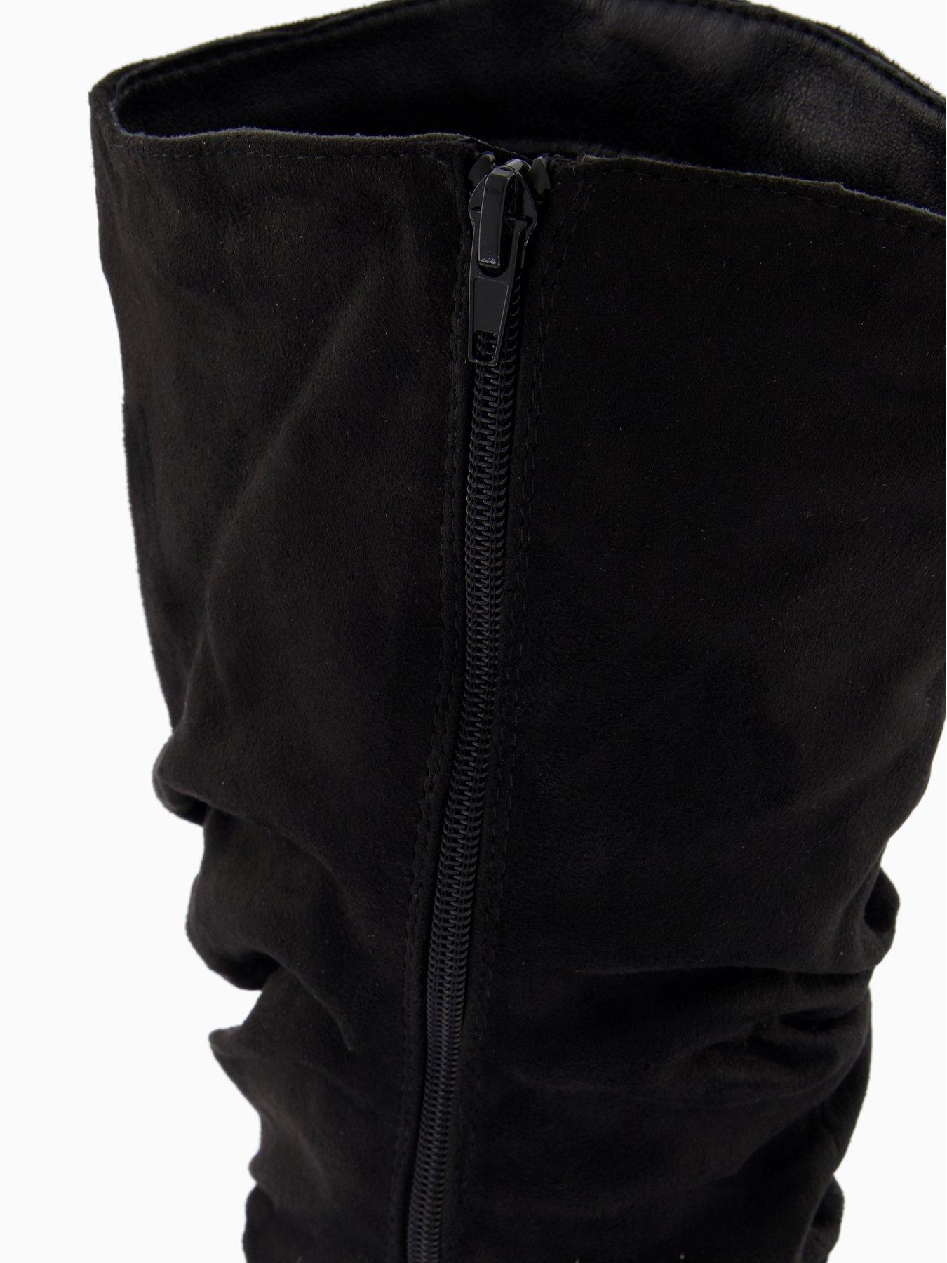 Image 7 of 7 of V by Very Wide Fit Slouch Knee Boots - Black