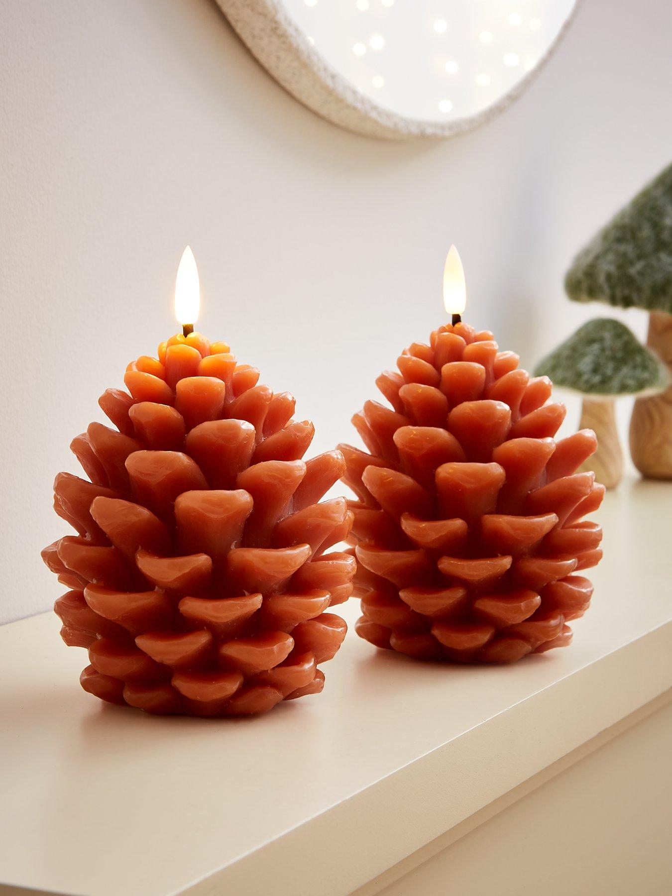 Image 1 of 3 of Very Home Set of 2 Pinecone LED Candle&nbsp;Autumn Decorations