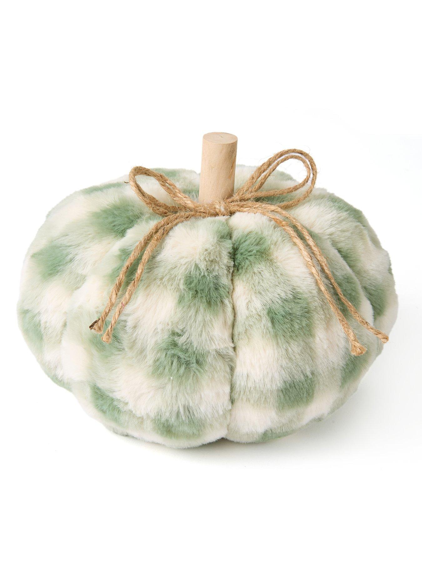 Image 3 of 4 of Very Home Set of 2 Plush Check Pumpkin Autumn Decorations