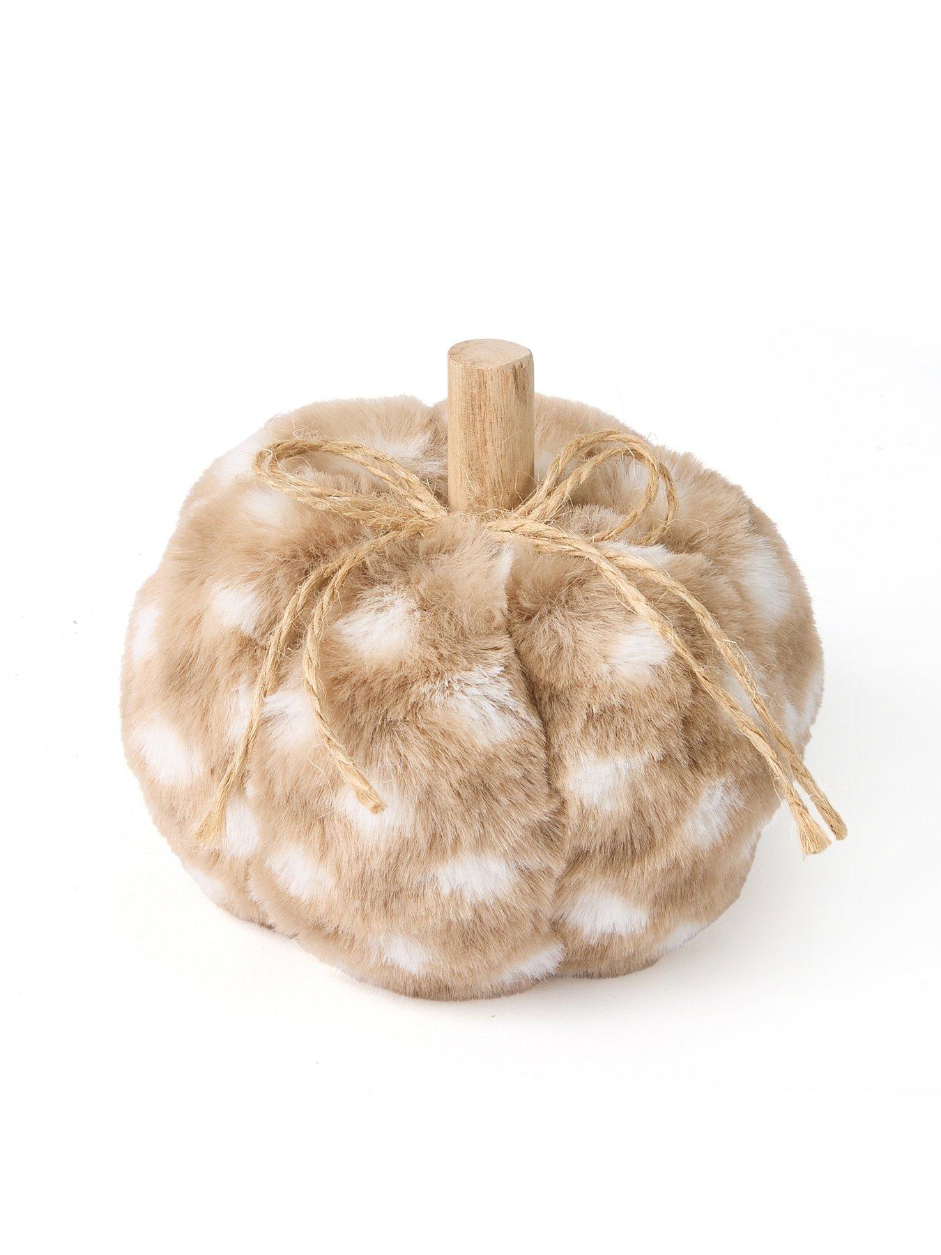 Image 4 of 4 of Very Home Set of 2 Plush Check Pumpkin Autumn Decorations
