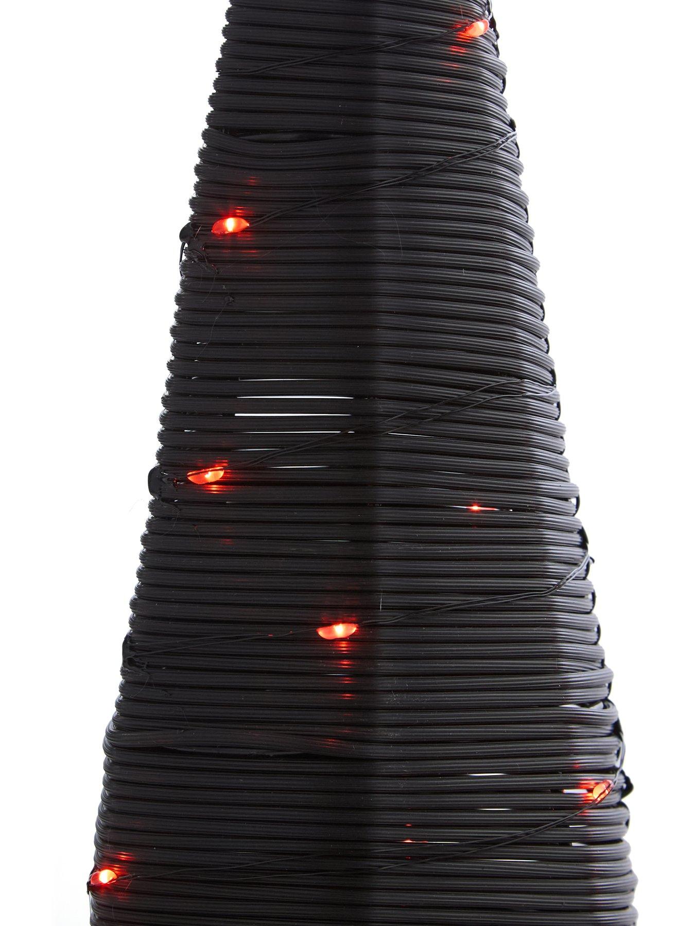 Image 4 of 4 of Very Home Set of 2 Rattan Witch Hats with Orange LEDs Halloween Decorations