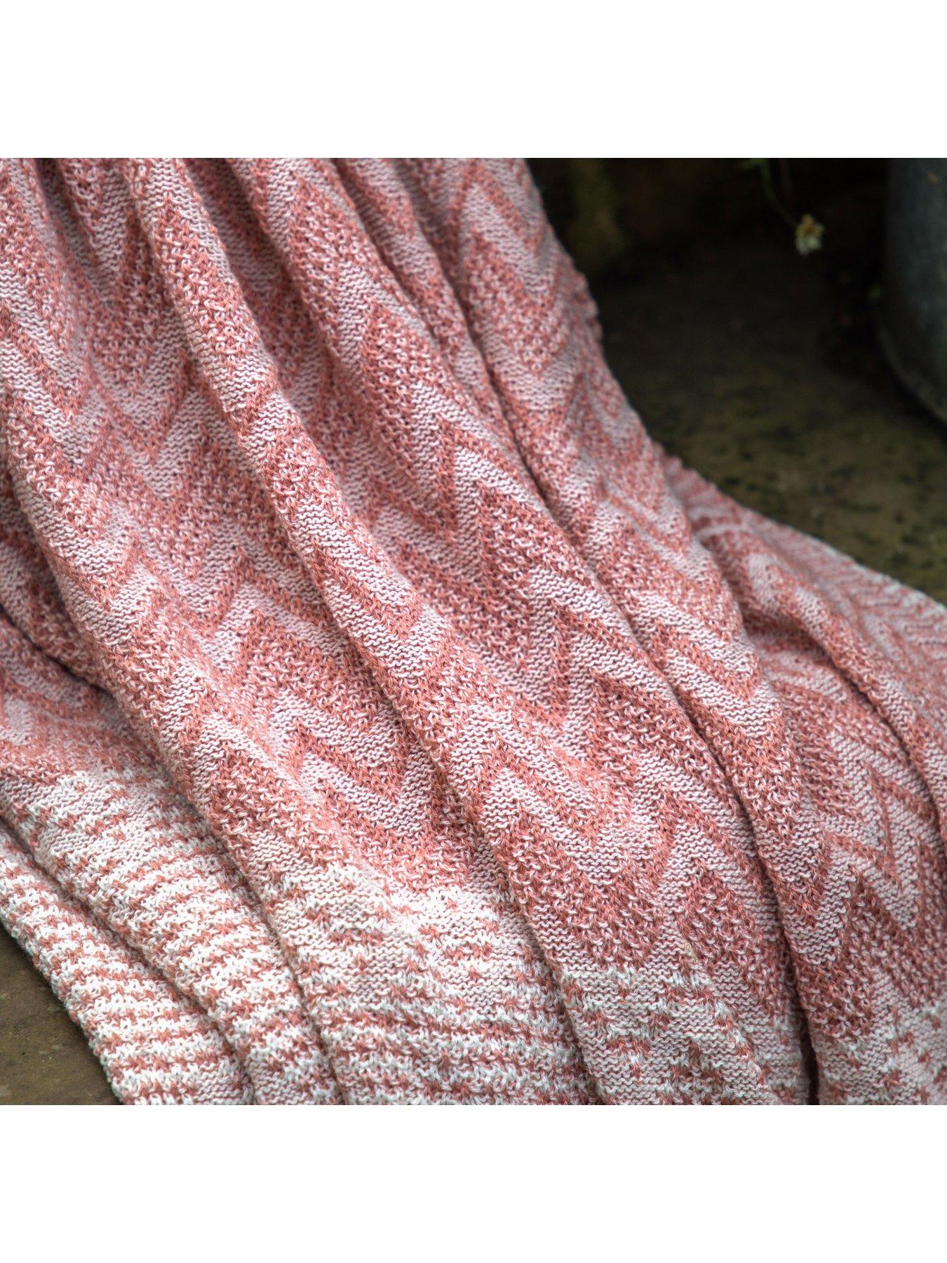  image of gallery-nalu-knitted-herringbone-throw-apricotnbsp