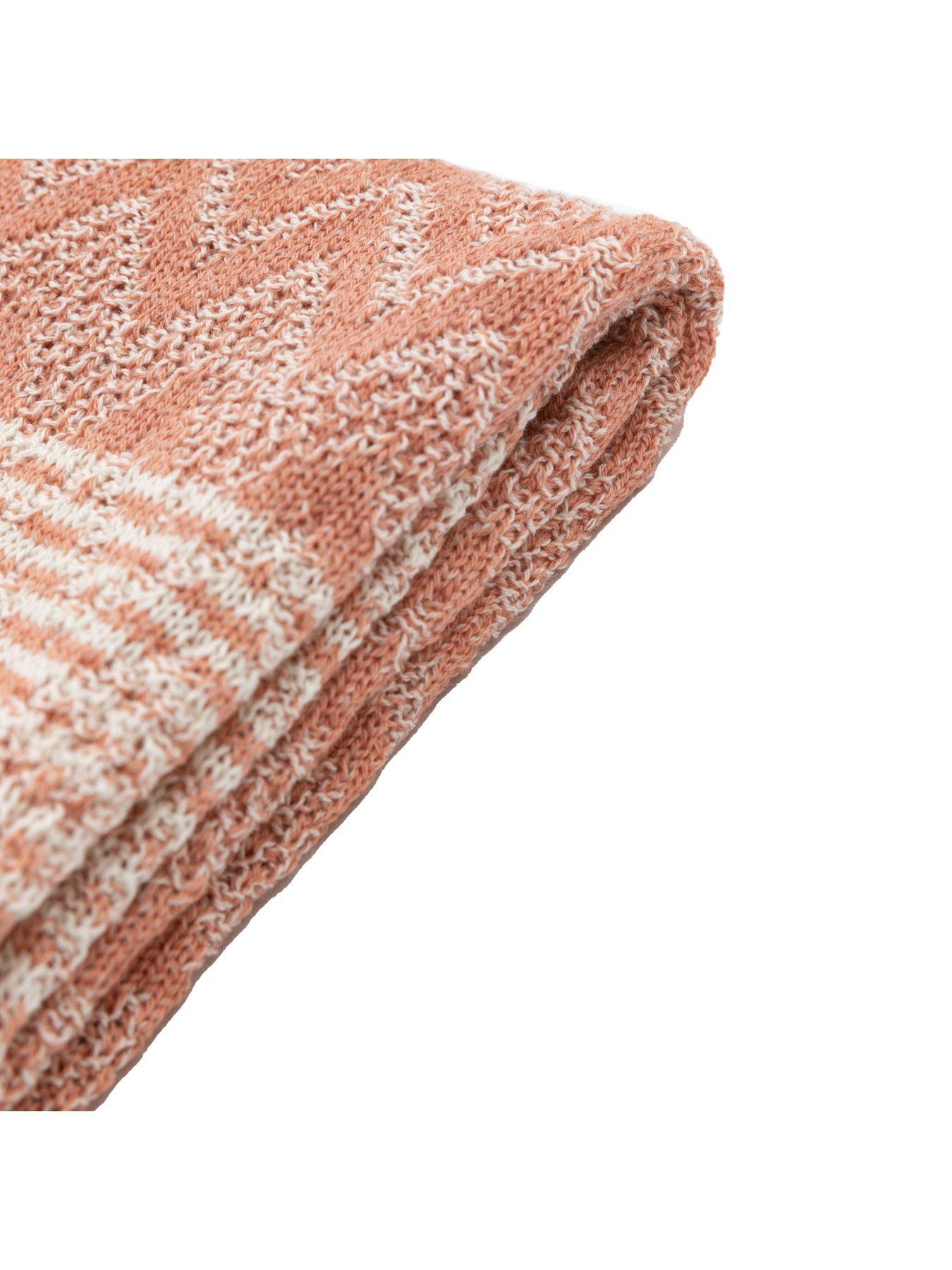  image of gallery-nalu-knitted-herringbone-throw-apricotnbsp
