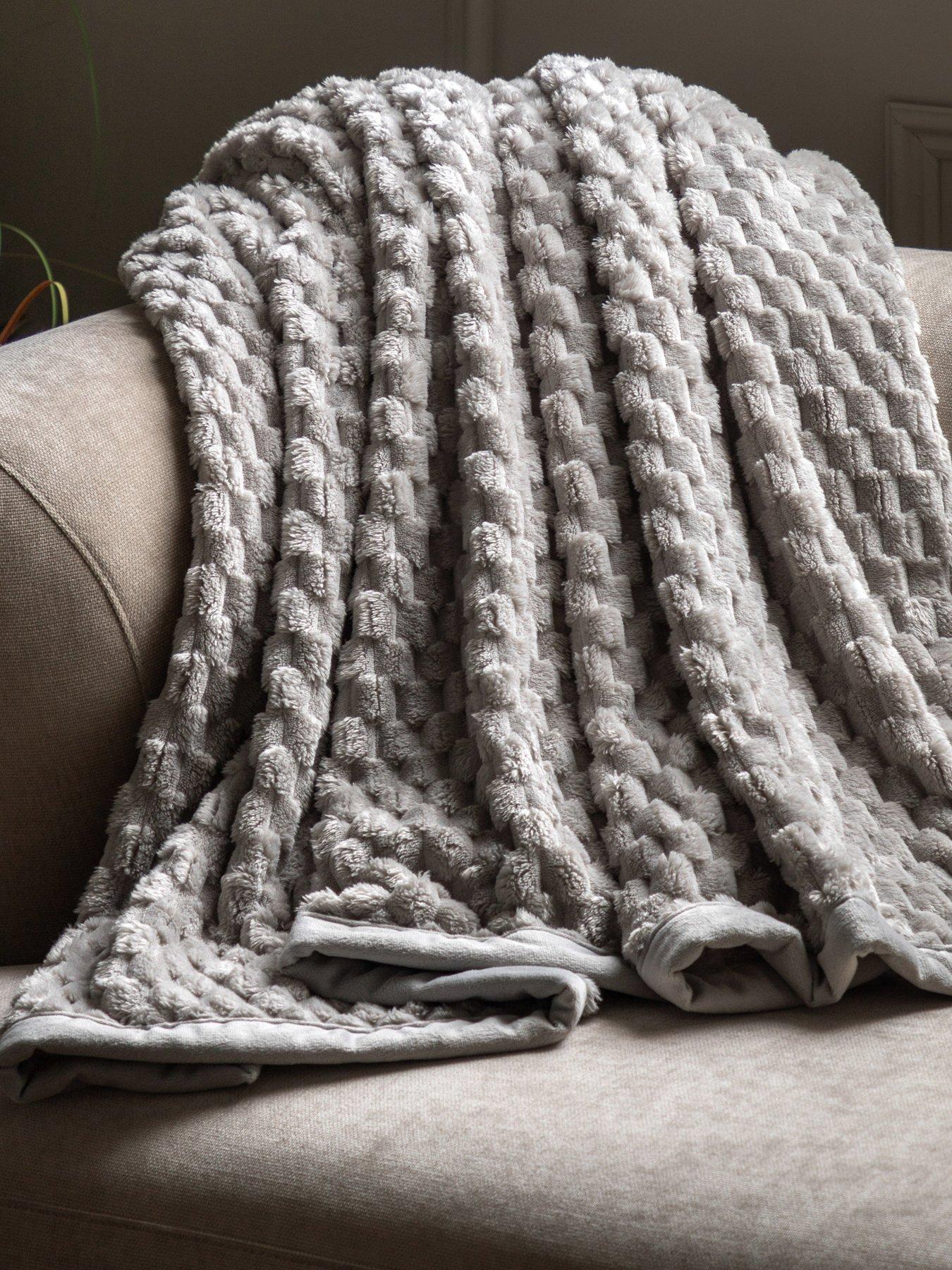 Image 1 of 4 of Gallery Direct Jacquard Velvet Knitted Throw Grey