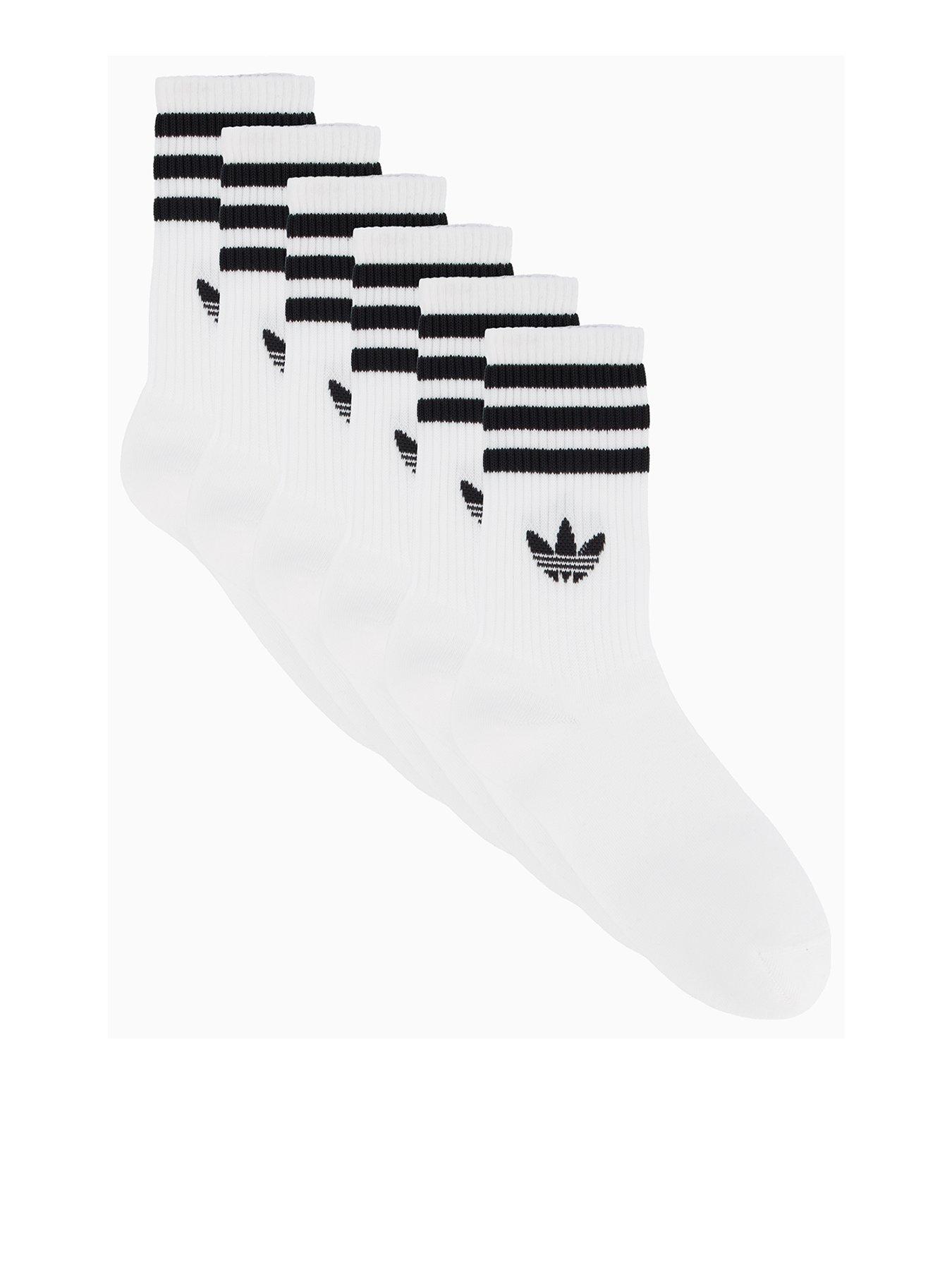 Image 1 of 4 of adidas Originals Unisex 3 Stripe Crew Socks 6 Pack - White