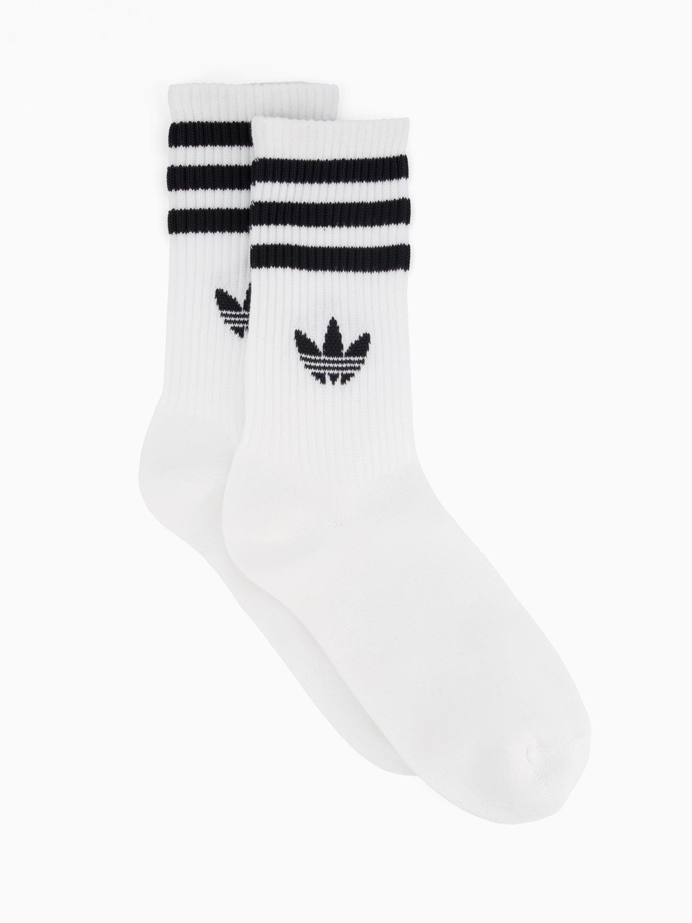 Image 2 of 4 of adidas Originals Unisex 3 Stripe Crew Socks 6 Pack - White