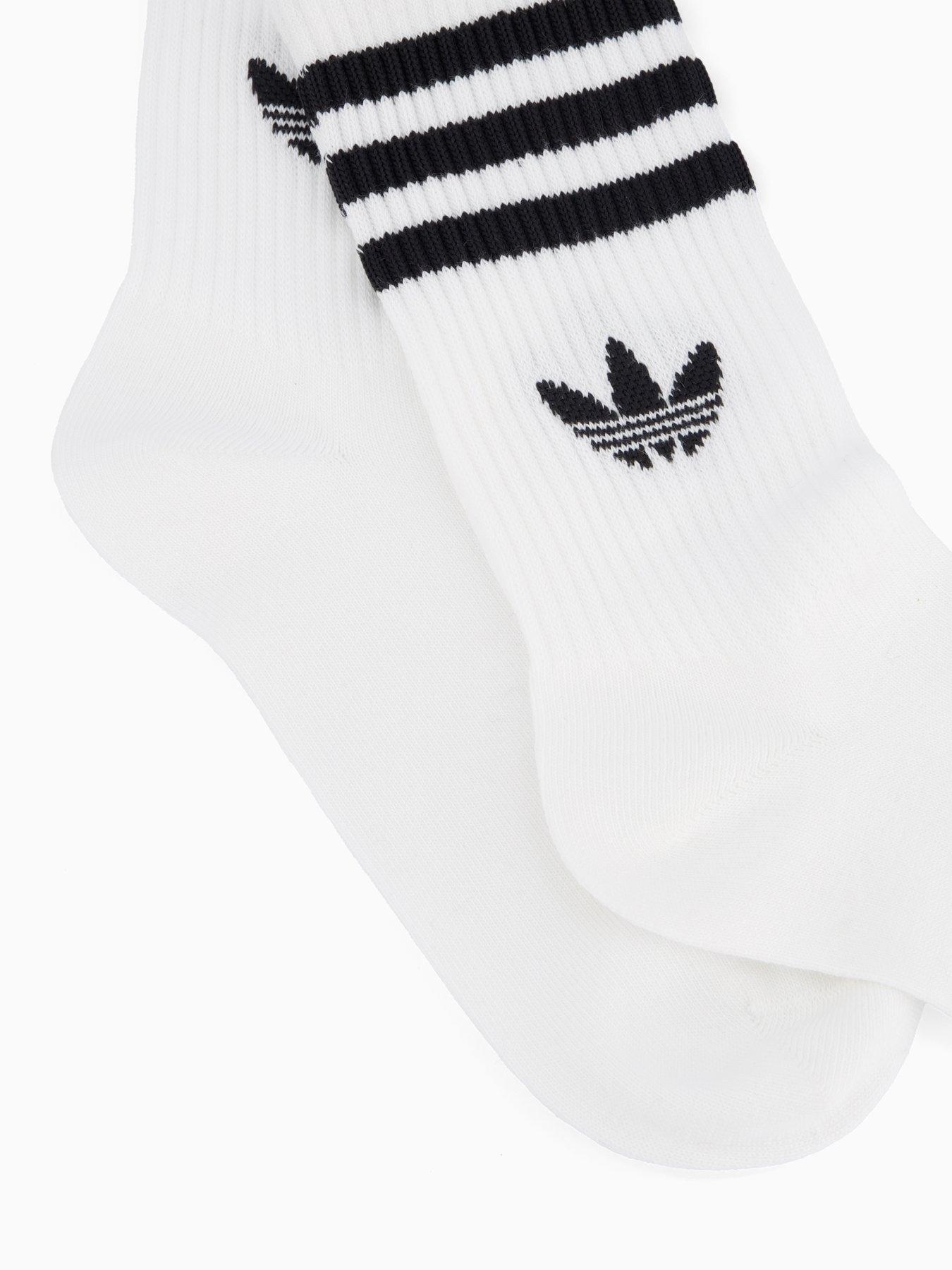 Image 3 of 4 of adidas Originals Unisex 3 Stripe Crew Socks 6 Pack - White