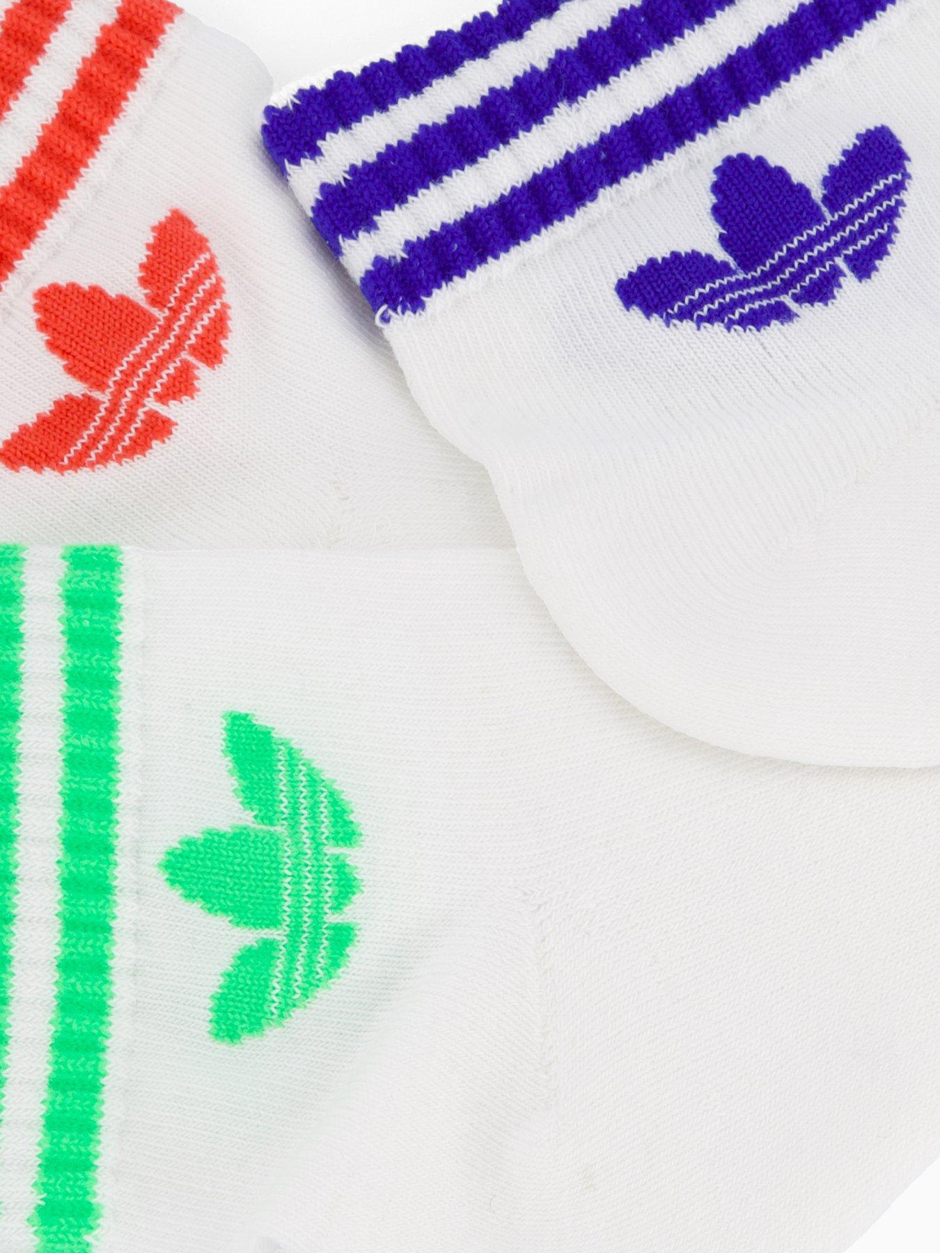 Image 3 of 4 of adidas Originals Unisex 3 Stripe Ankle Socks 3 Pack - White/multi