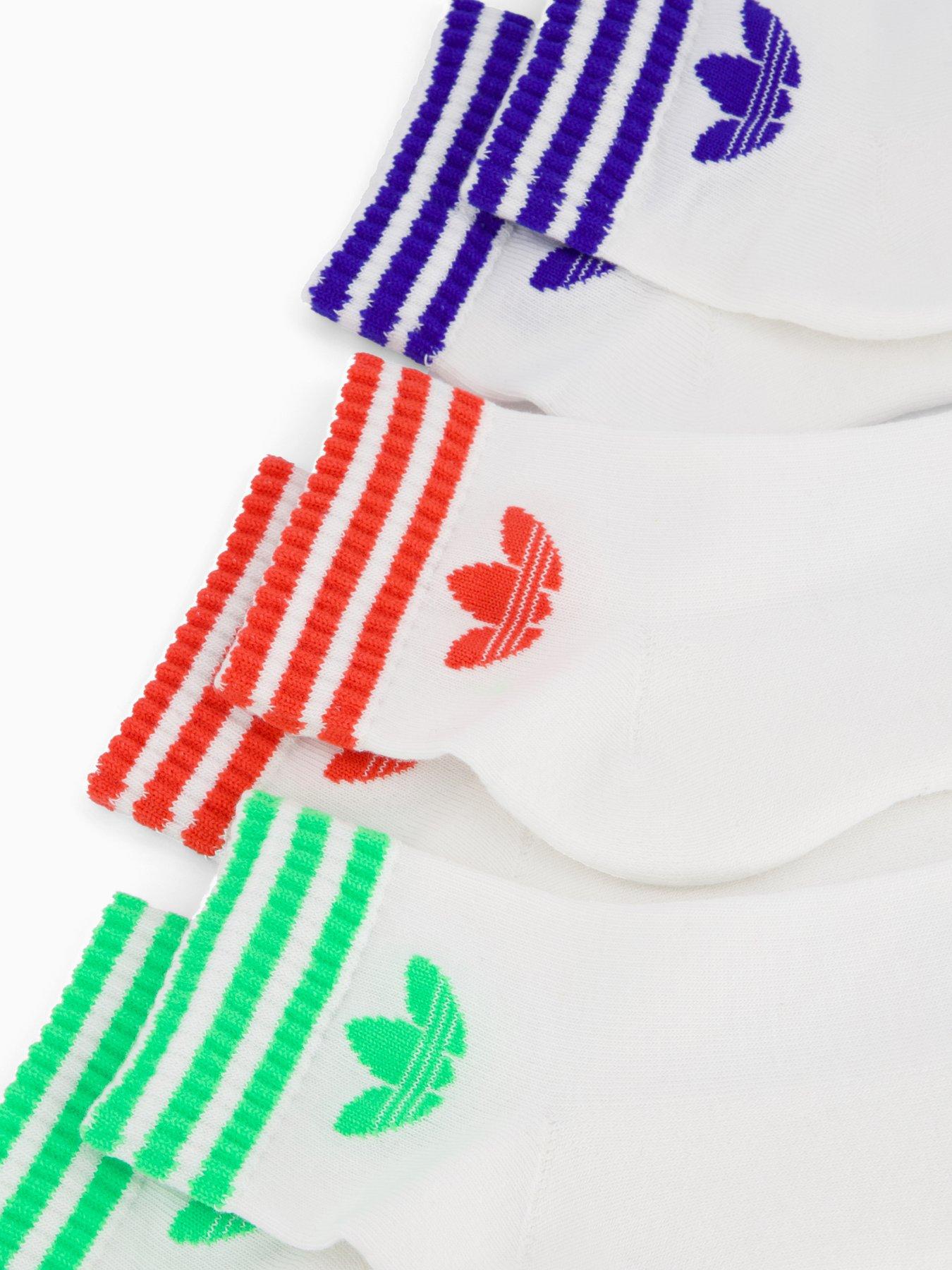 Image 4 of 4 of adidas Originals Unisex 3 Stripe Ankle Socks 3 Pack - White/multi