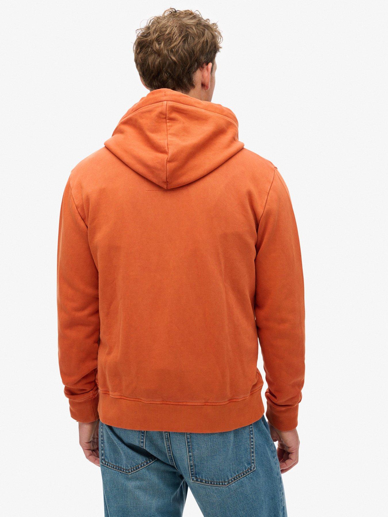  image of superdry-essential-logo-washed-zip-through-hoodie-brown