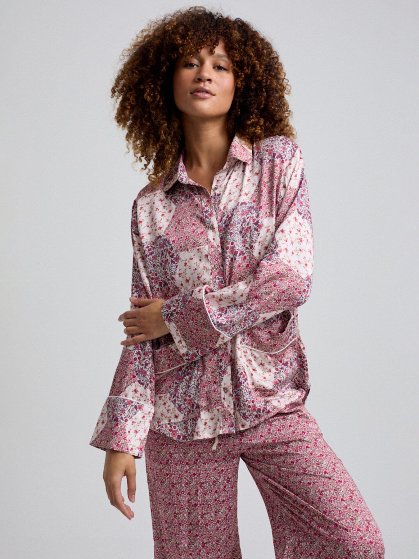  image of lily-lionel-evie-long-sleeve-aster-patchwork-print-long-pyjama-pink